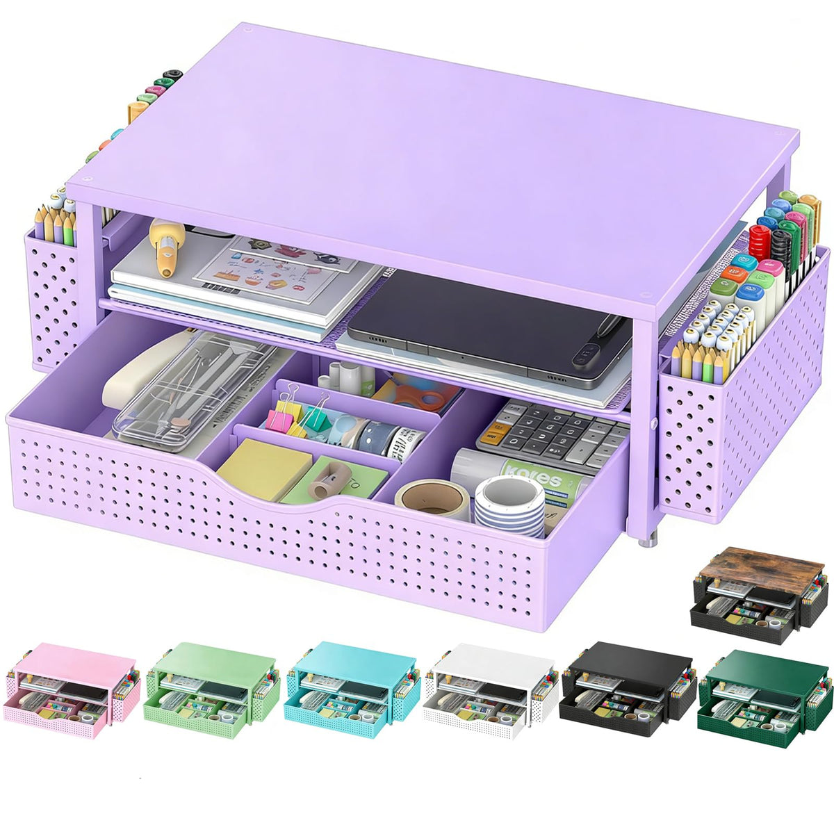 Spacrea Desk Organizers and Accessories, Printer Stand with Storage, Purple