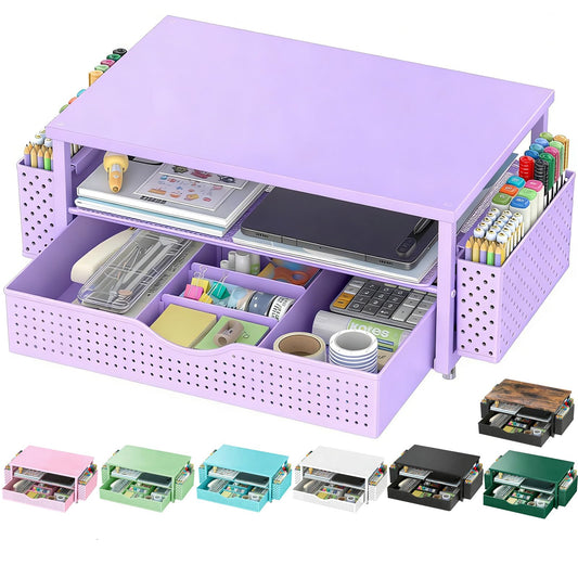 Spacrea Desk Organizers and Accessories, Printer Stand with Storage, Purple