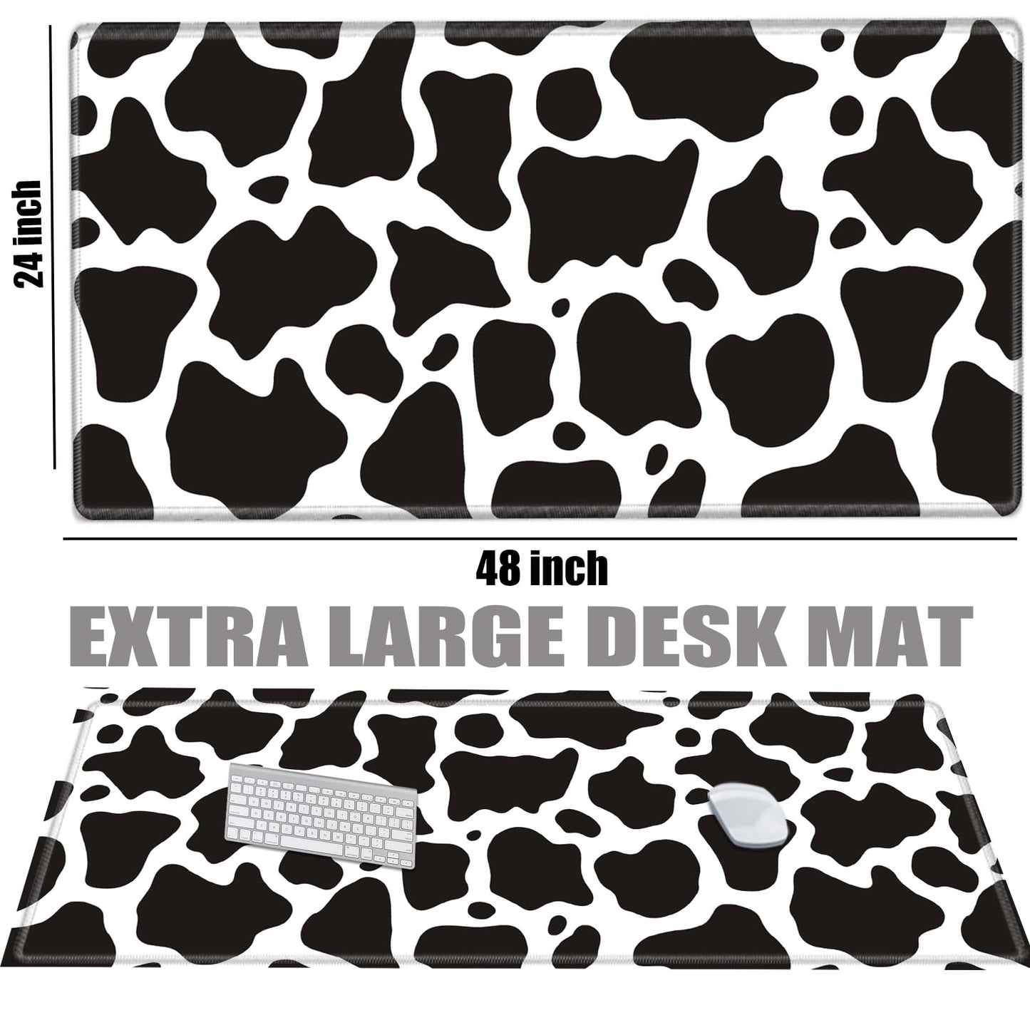 Gaming Mouse Pad 48x24 Desk Mat Giant Mousepad Large Desk Pad Cow Print Full Mouse Mat XXXL