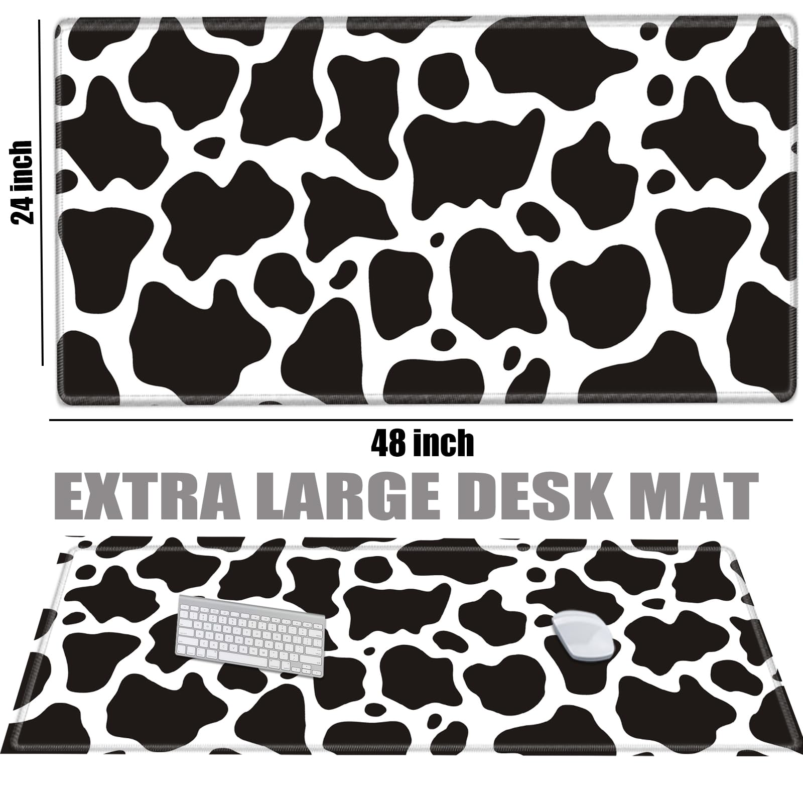 Gaming Mouse Pad 48x24 Desk Mat Giant Mousepad Large Desk Pad Cow Print Full Mouse Mat XXXL