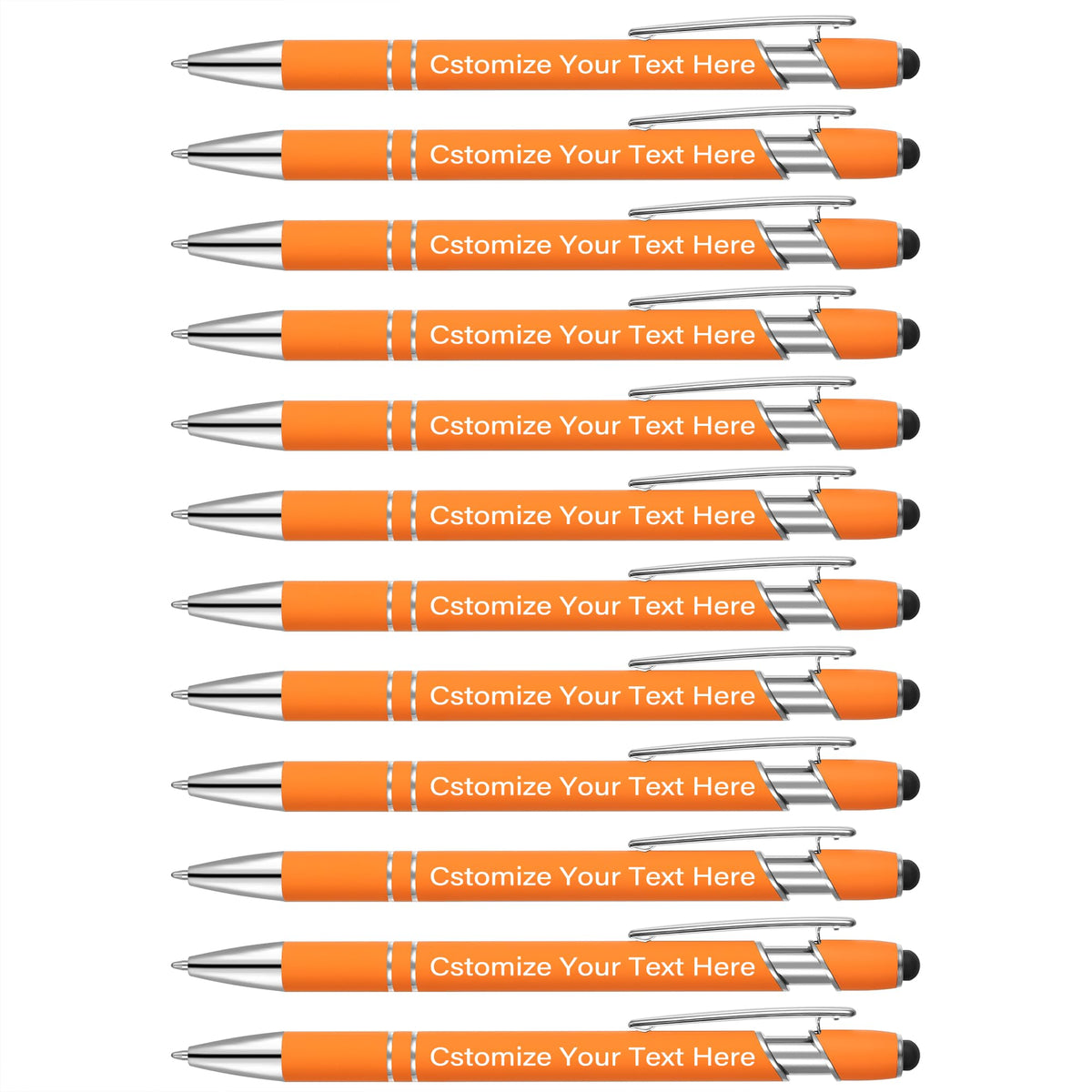 Kingluu 12 Pcs Personalized Ballpoint Pens with Stylus,Smooth Writing,Black Ink Custom Pens with