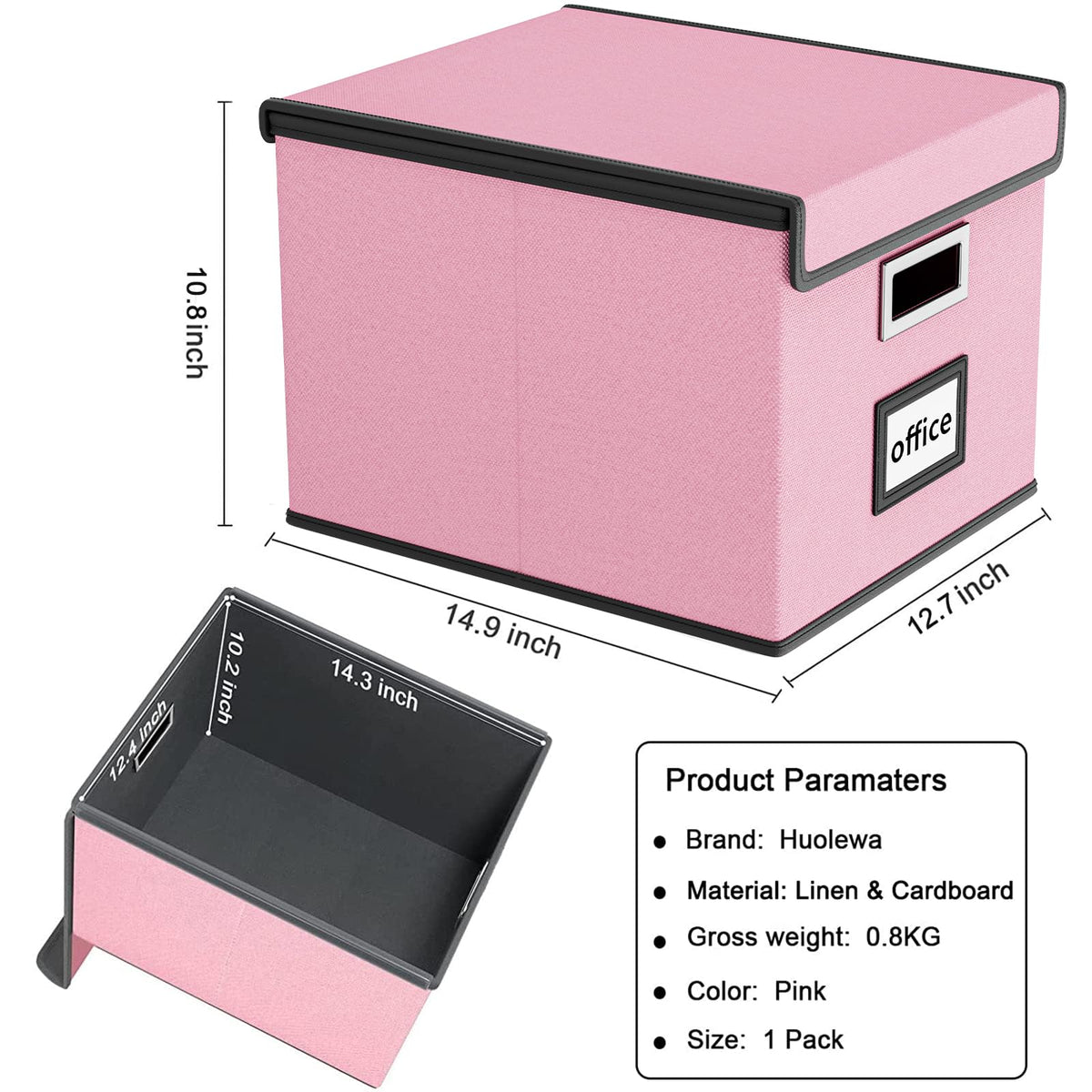Huolewa File Organizer Box with Lids, Collapsible File Folder Organizer