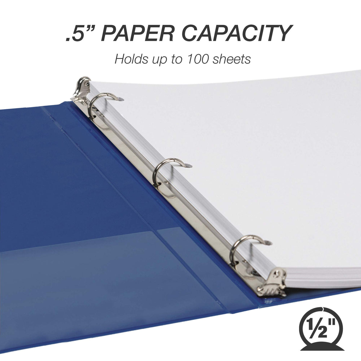 Samsill 8 Pack Durable 0.5 Inch 3 Ring Binders, Round Ring, Clear View Cover for Presentations