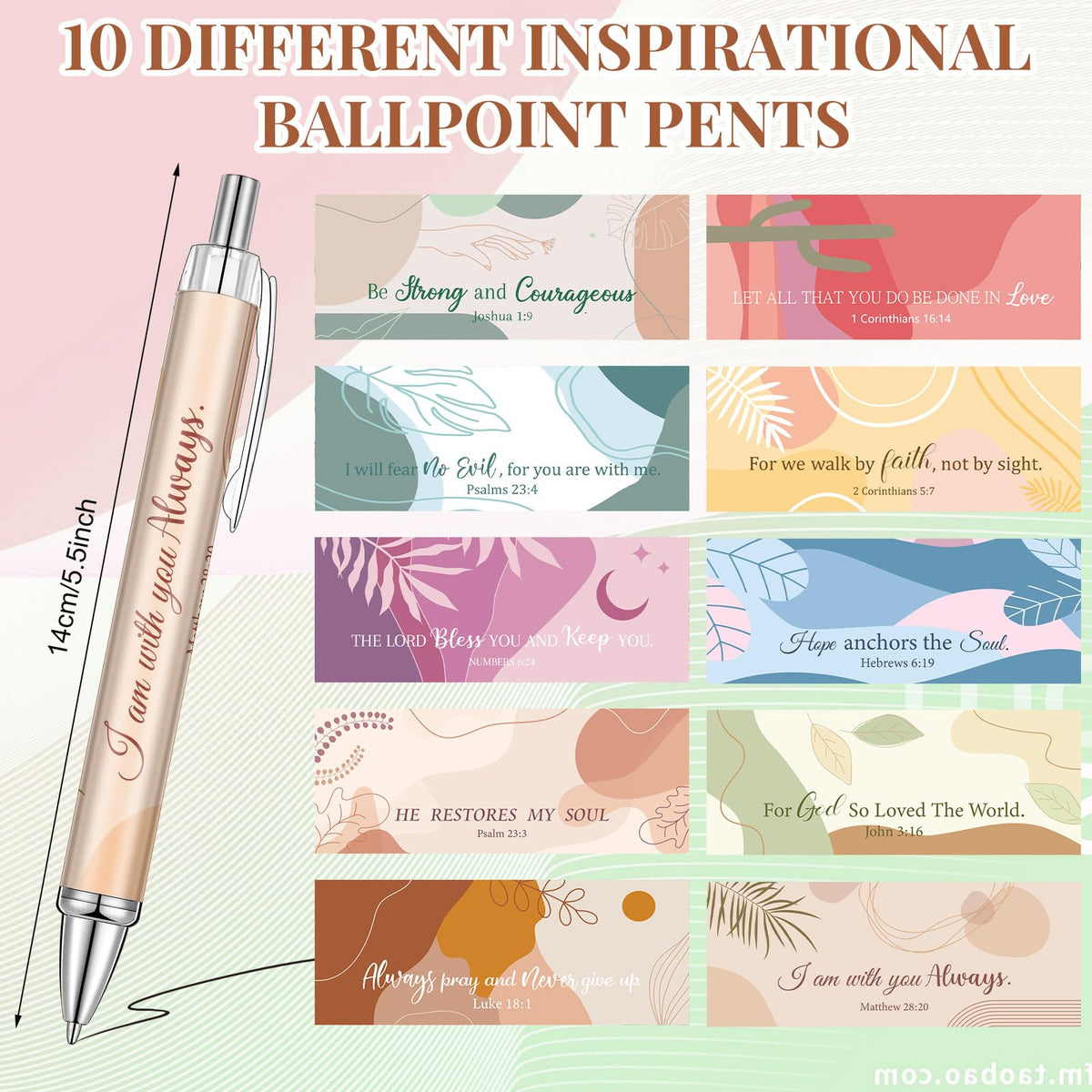 Qeeenar 50 Pcs Bible Verse Pens Christian Gift,Boho