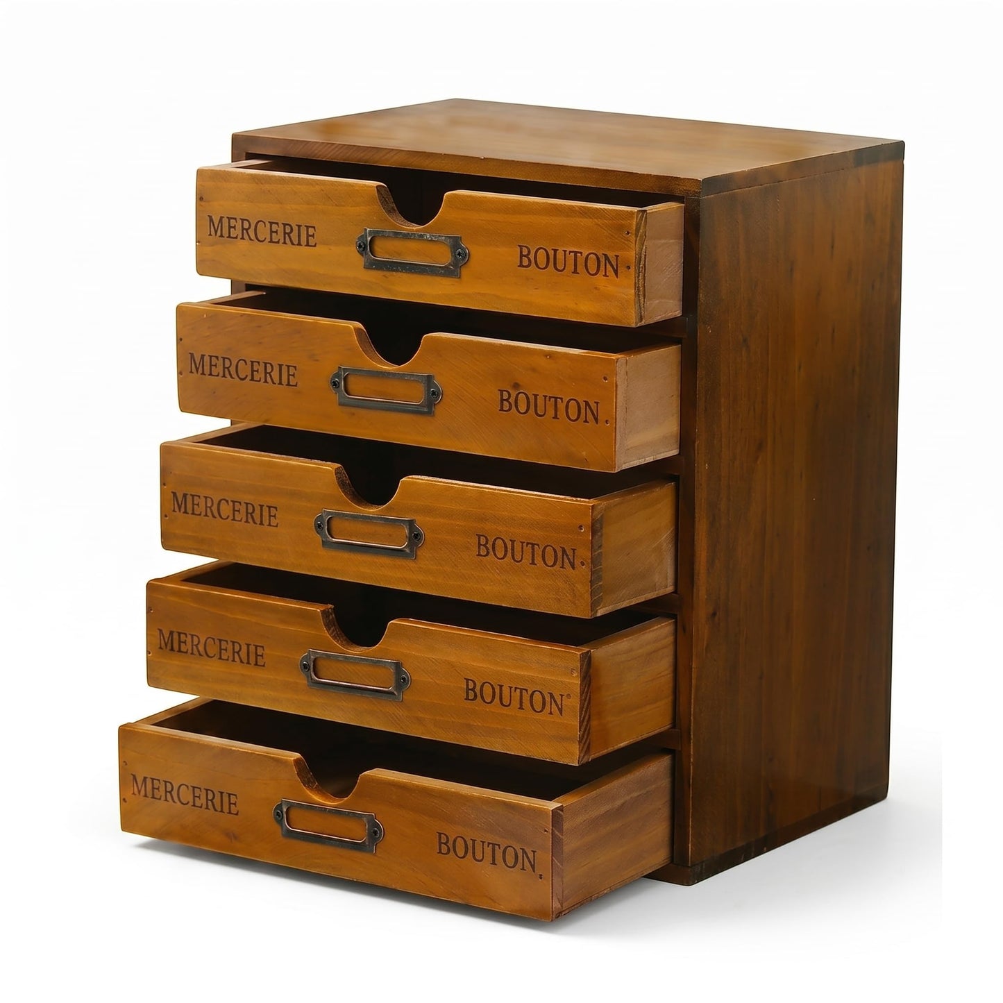 Vintage 5-Drawer Wooden Desk Organizer - Craft Storage - Rustic Shelf Drawer - Home Bedazzling