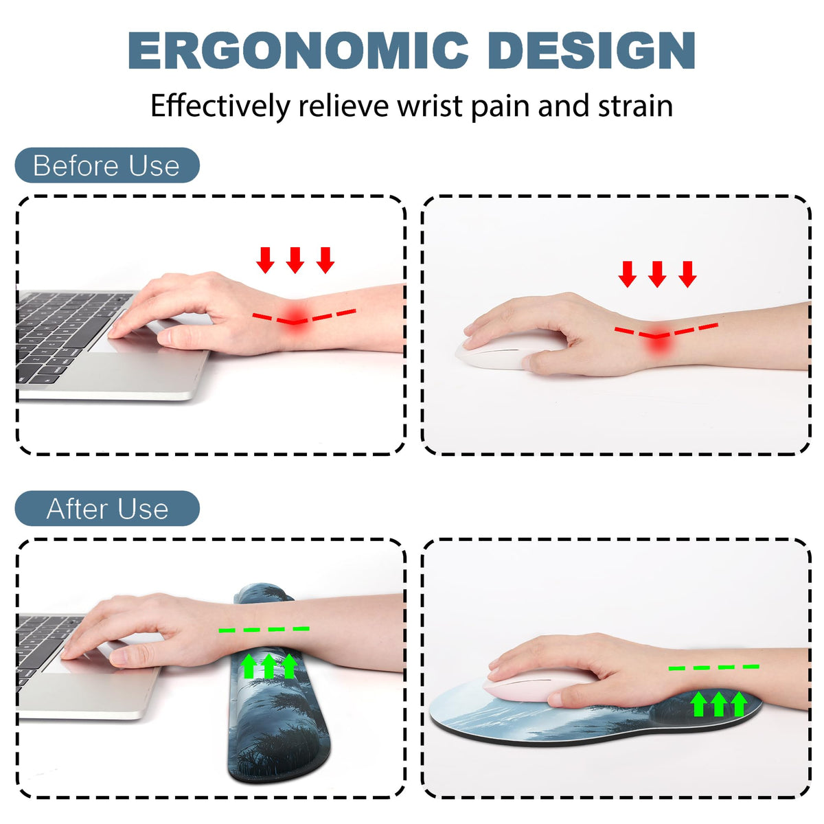 Ergonomic Mouse Pad with Wrist Rest and Keyboard Wrist Rest, Mousepad