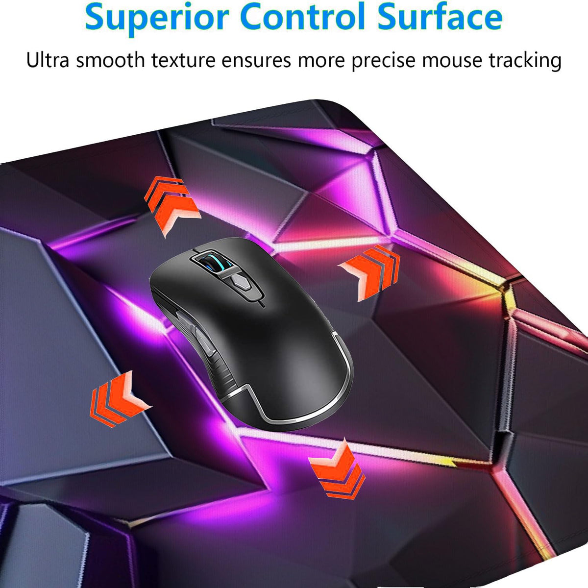 Neon 3D Geometry Desk Pad Mouse Pad Colorful Crack Cool Extended Gaming Mouse Pad Mat with Stitched