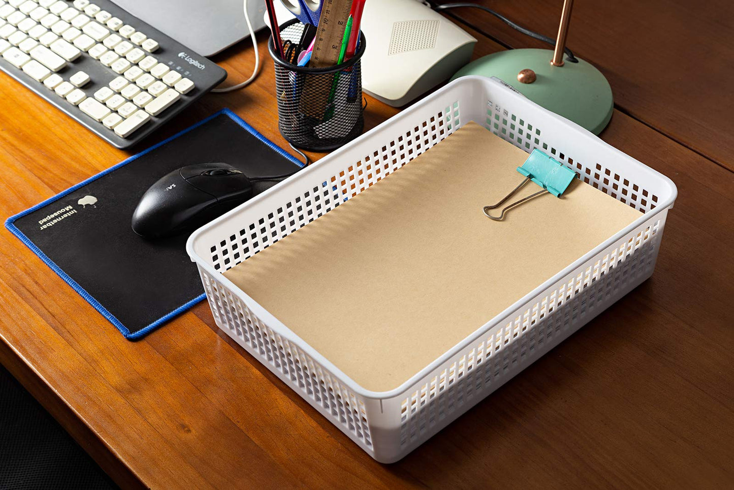 Aebeky A4 Size Plastic Paper Storage Trays,Desktop File Organizer Baskets,6-Packs (White)