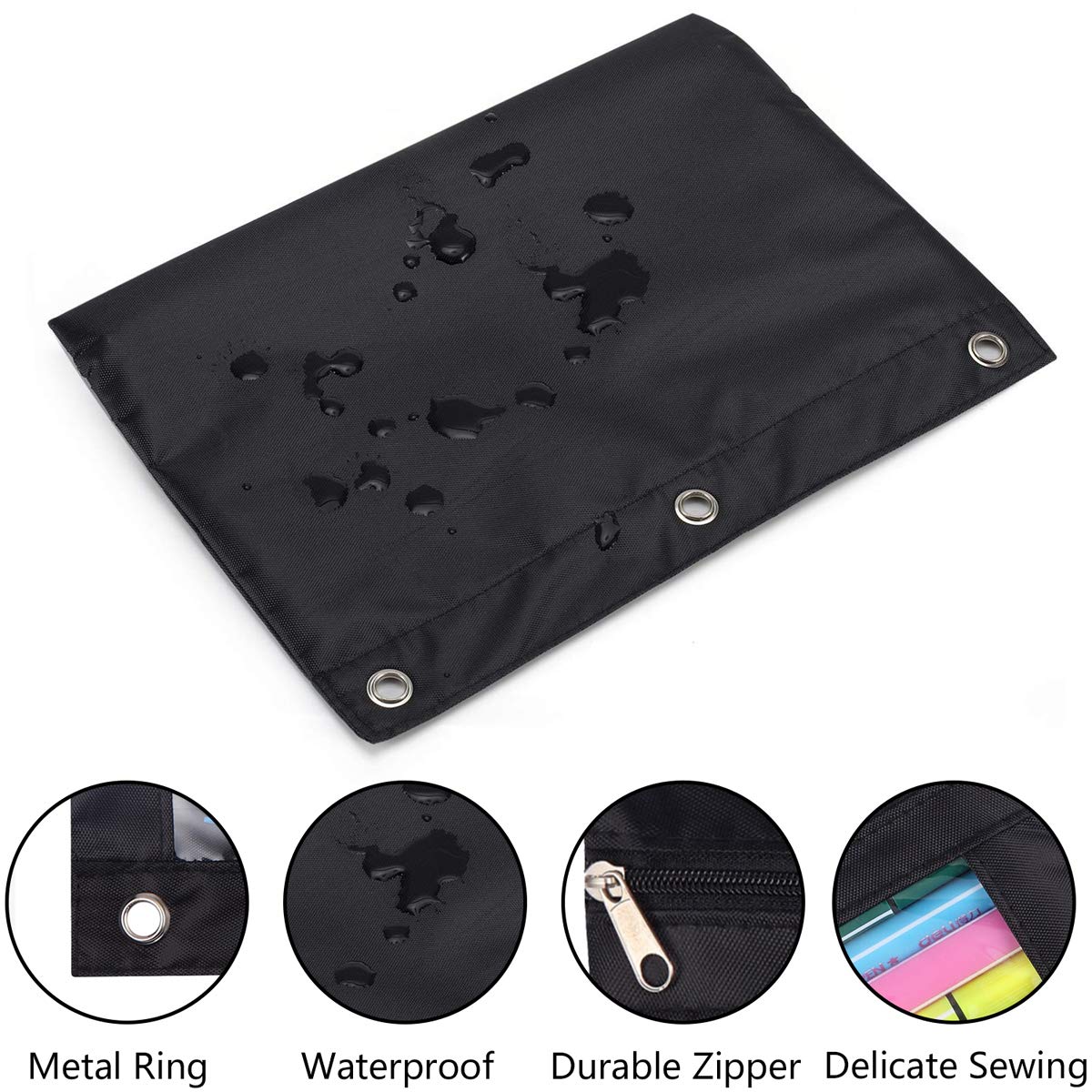 Wodison 24 Packs 3 Ring Binder Pen Pencil Case Pouch Bulk Set Stationery Bag for School Class