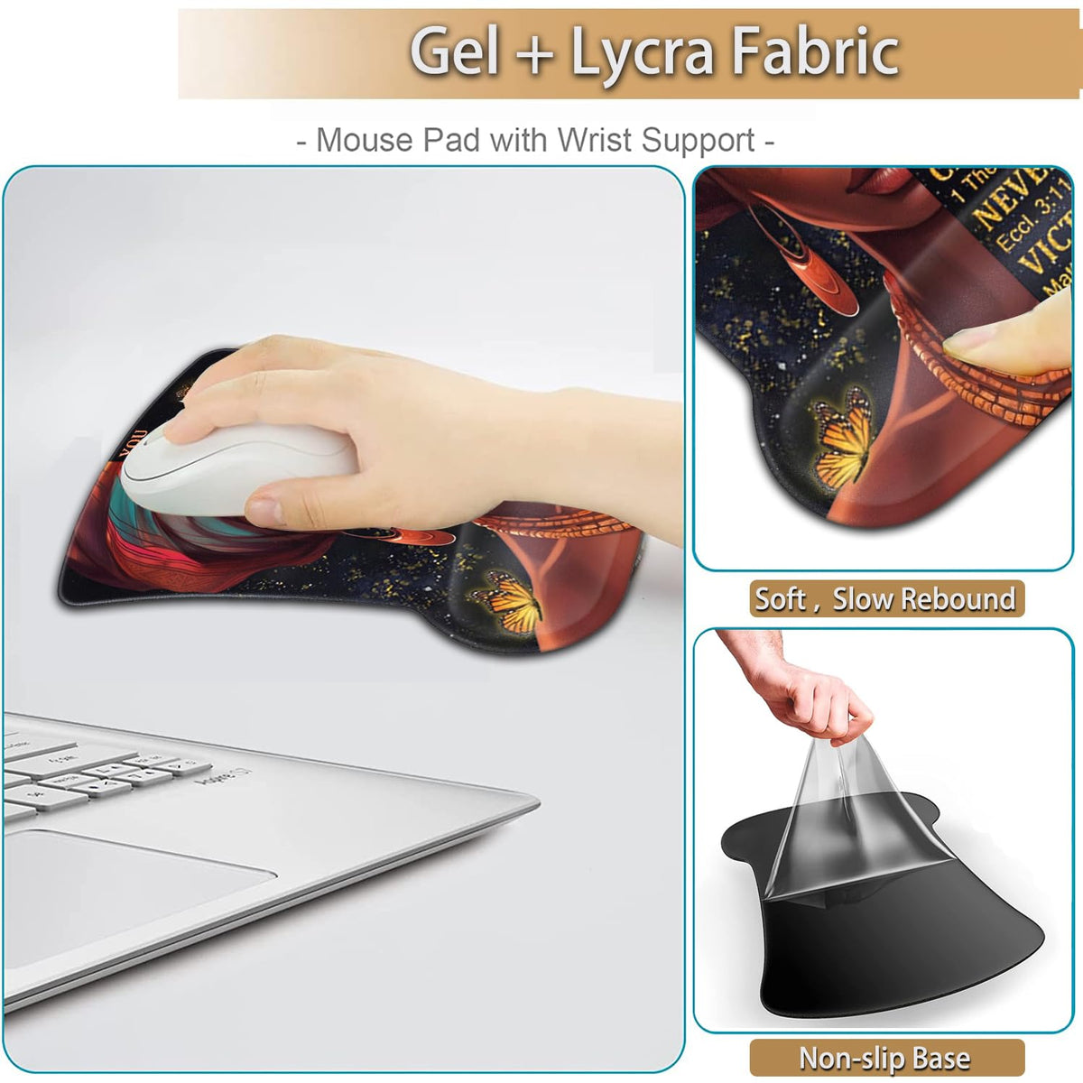 Keyboard Wrist Rest and Mouse Pad Wrist Support Set, Ergonomic Gel Mouse Pad Wrist Rest with