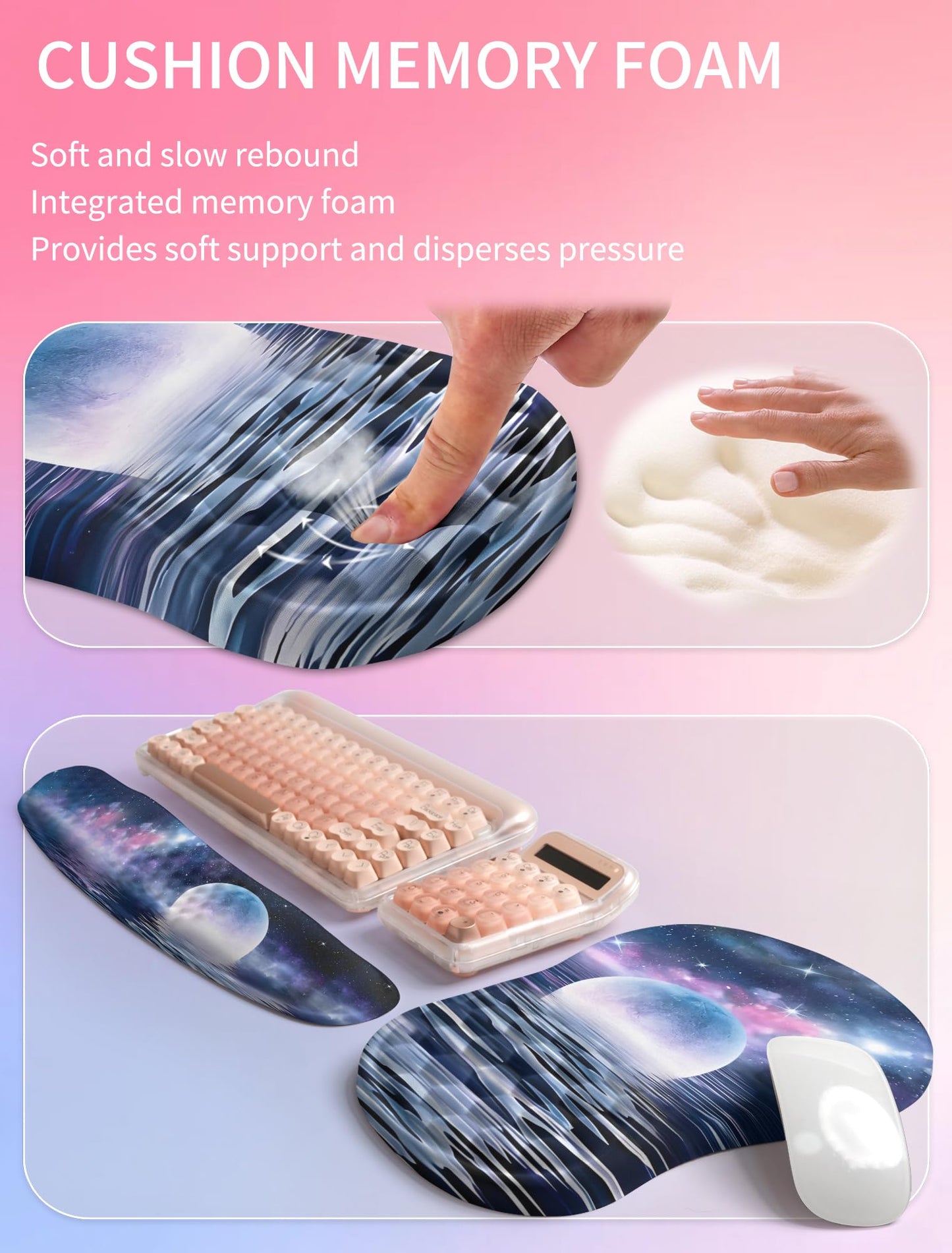 Hokafenle 2in1 Combination, Wave Keyboard Wrist Rest and Ergonomic Curvature Mouse Pad Wrist