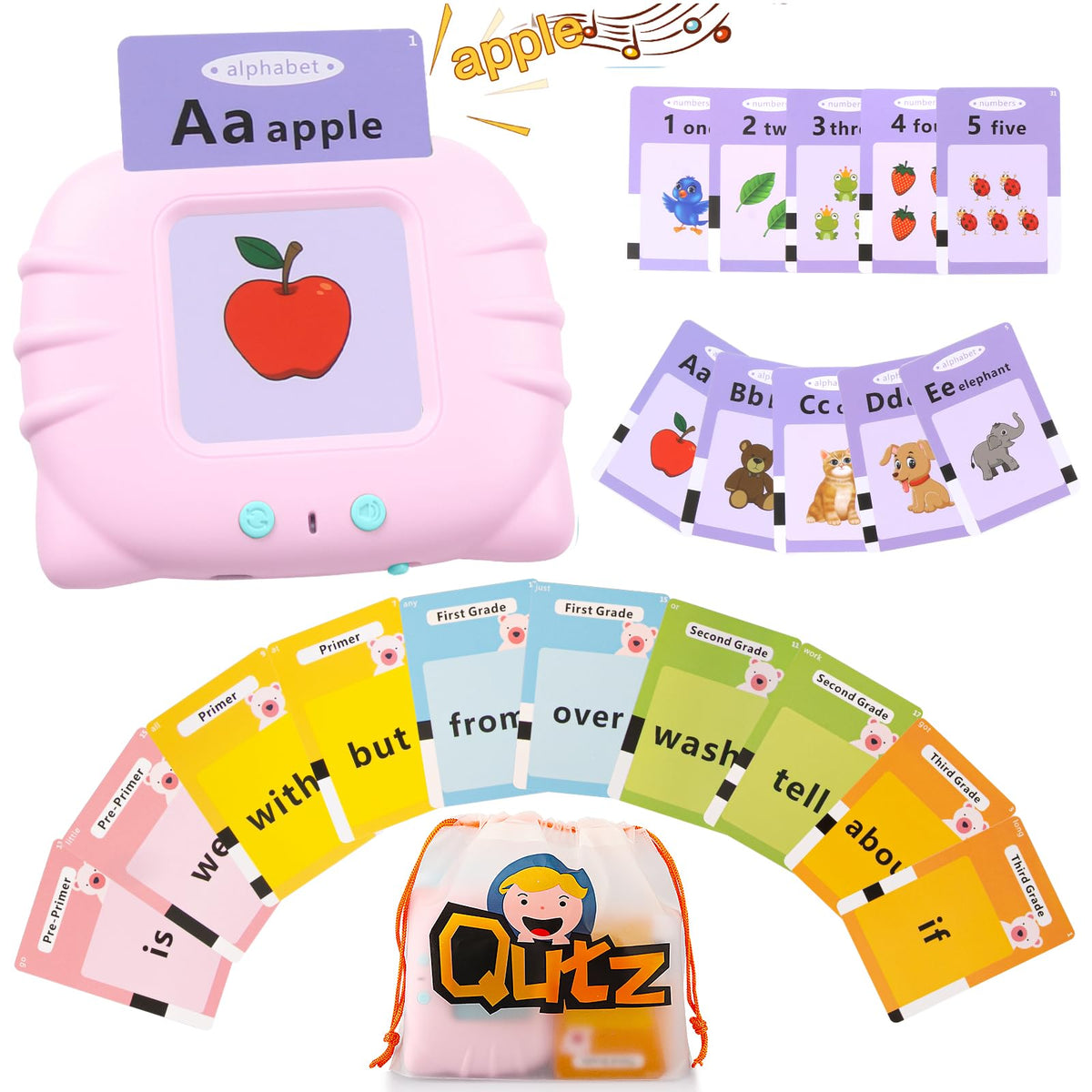 QuTZ ABC Flash Cards for Toddlers 2-4, Autism Toys, Speech Therapy Educational Cards with 272 Words