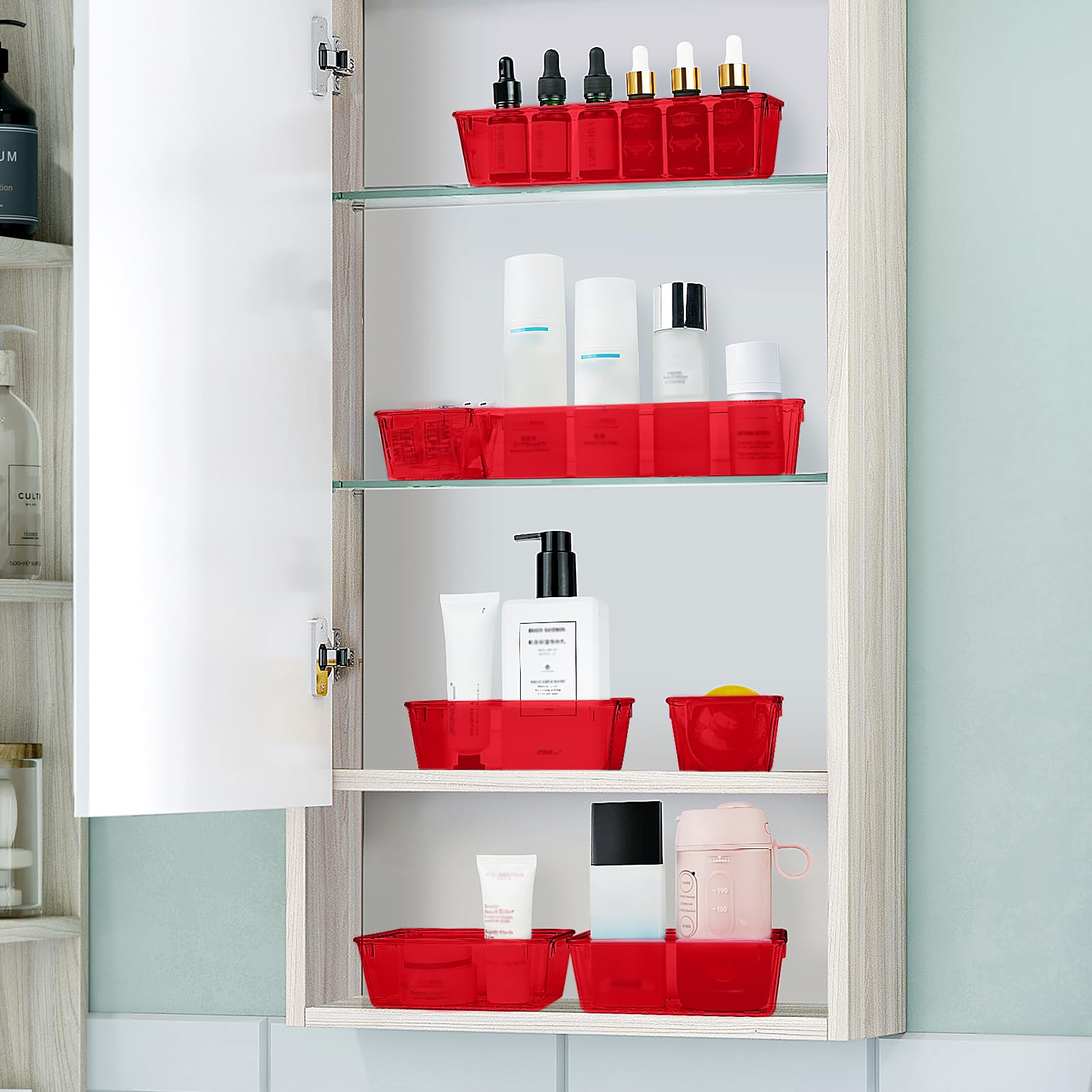 25 PCS Plastic Drawer Organizer Set, Makeup Organizers and Storage Bins