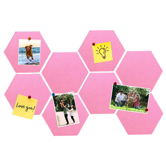 HULAVO 8 Pcs Hexagon Felt Cork Bulletin Board Tiles, Self Adhesive DIY Bulletin Board Pin Board for