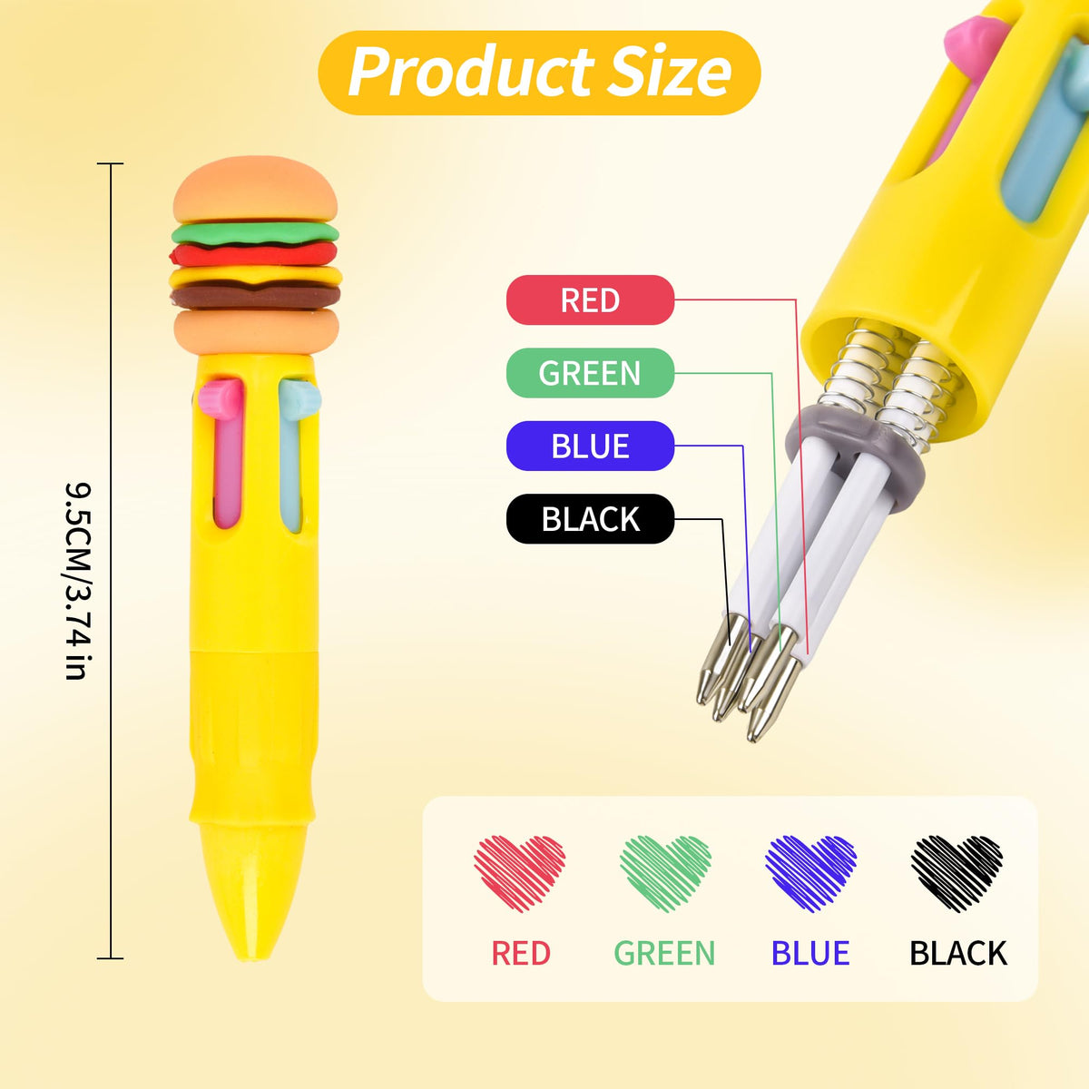 LiYiQ 100 PCS Multicolor Pen in One Fun 4-in-1 Cute Pens Bulk Kawaii Cool Ballpoint Pens Fun Gifts