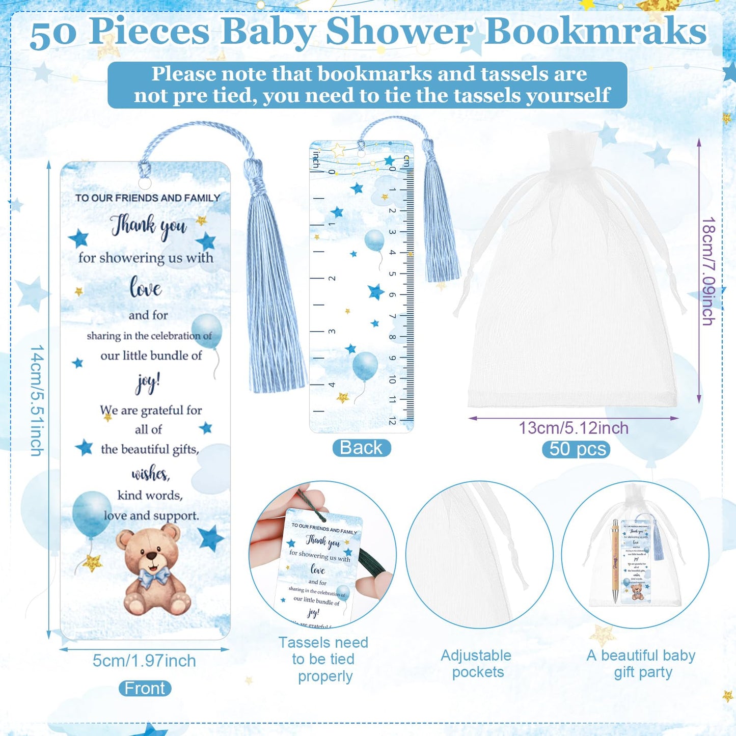 Gilprop 50 Sets Baby Shower Favors for Guests Includes 50 Baby Shower Ballpoint Pens 50 Thank You