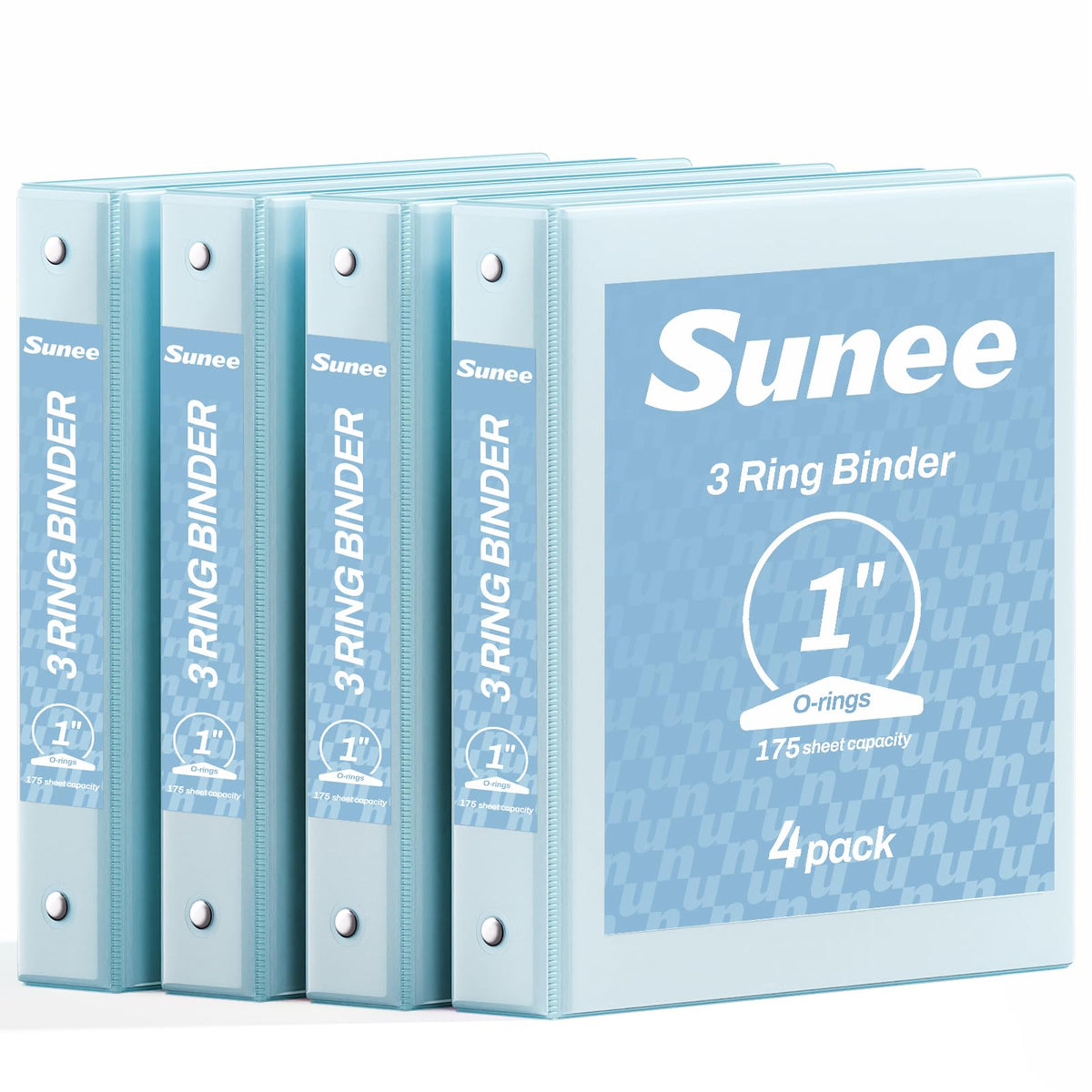 SUNEE 3 Ring Binder 1 Inch 4 Pack, Clear View 1" Binders Three Ring PVC-Free (Fit 8.5x11 Inches)