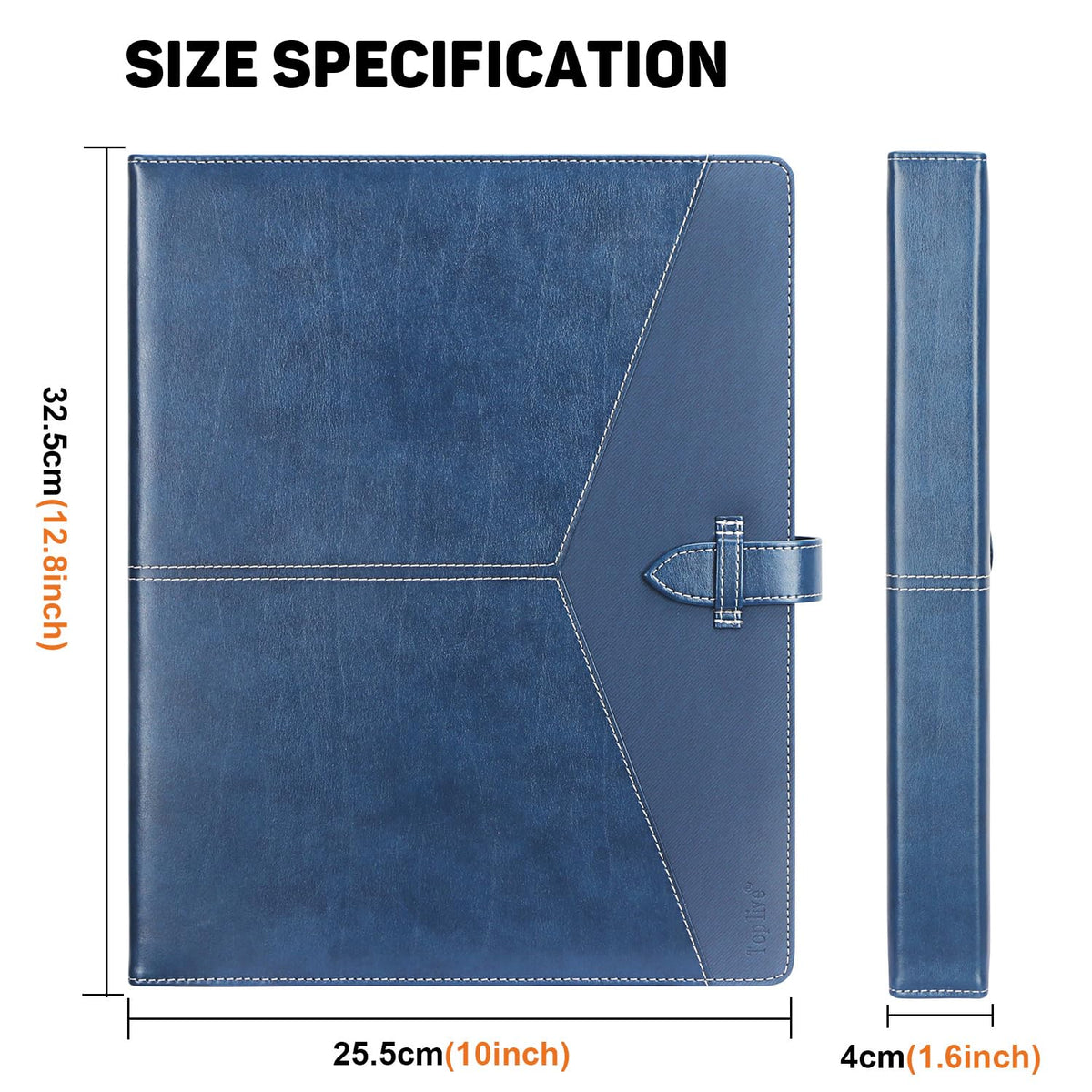 Toplive Padfolio 3 Ring Binder Organizer Business Portfolio Folder for Women, A4/ Letter Size PU