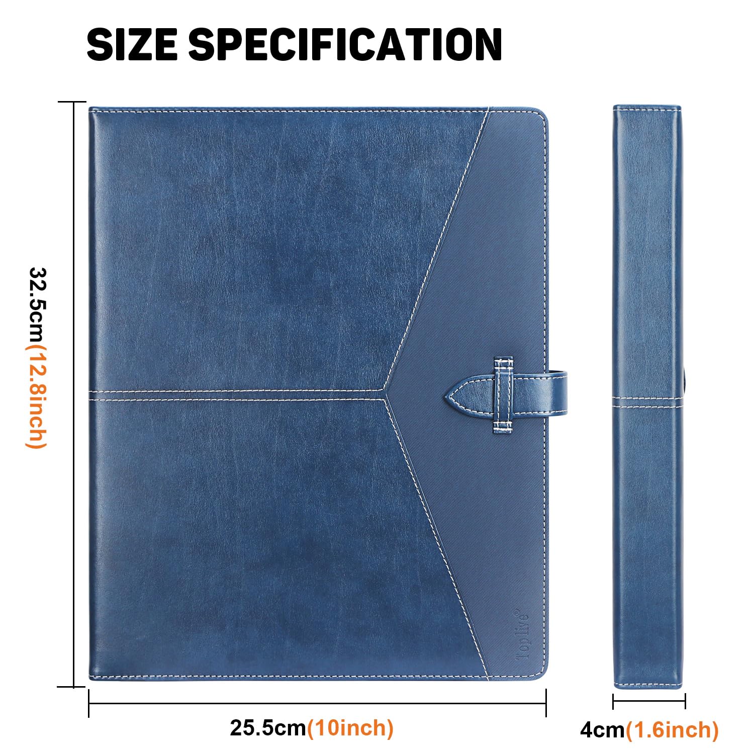 Toplive Padfolio 3 Ring Binder Organizer Business Portfolio Folder for Women, A4/ Letter Size PU