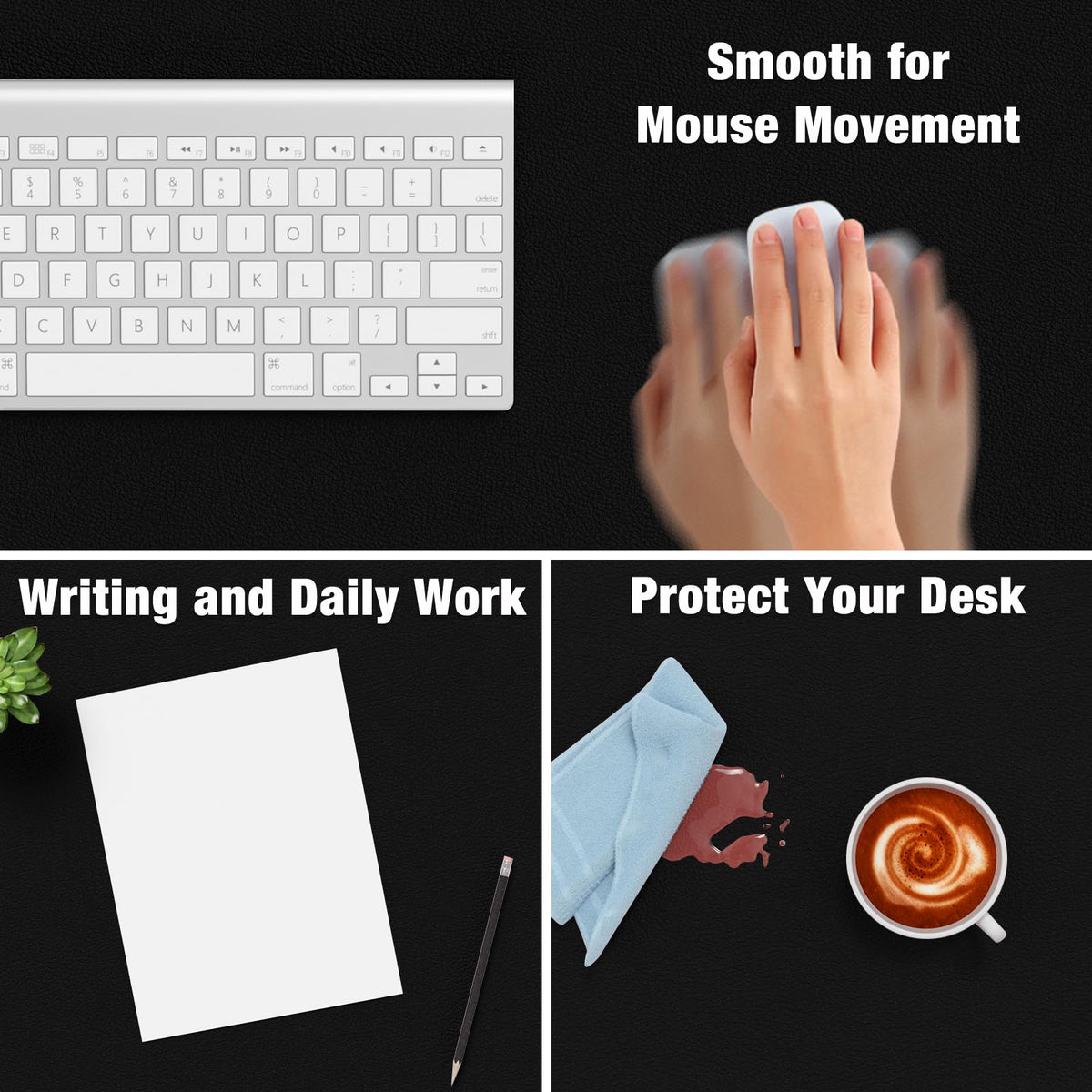 Hsurbtra Desk Pad, 48" x 17" PU Leather Desk Mat, XXXL Extended Mouse Pad, Waterproof Desktop