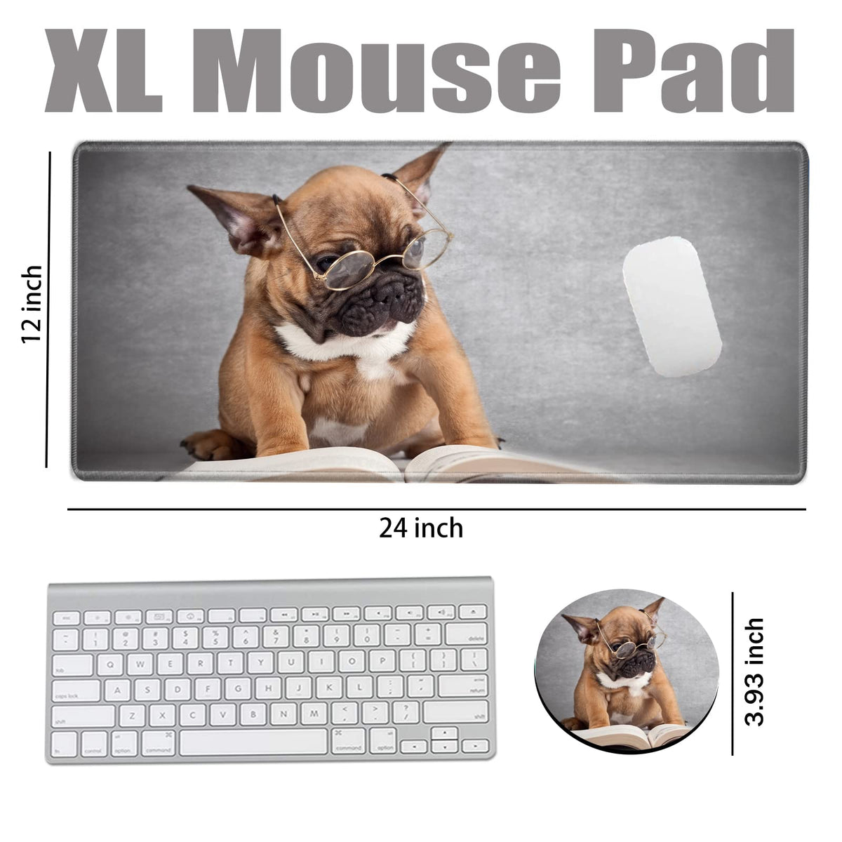 XL Mouse Pad Large 24x12 inch Dog Desk Mat Gaming Mousepad Long Desk Pad Big Computer Mat for