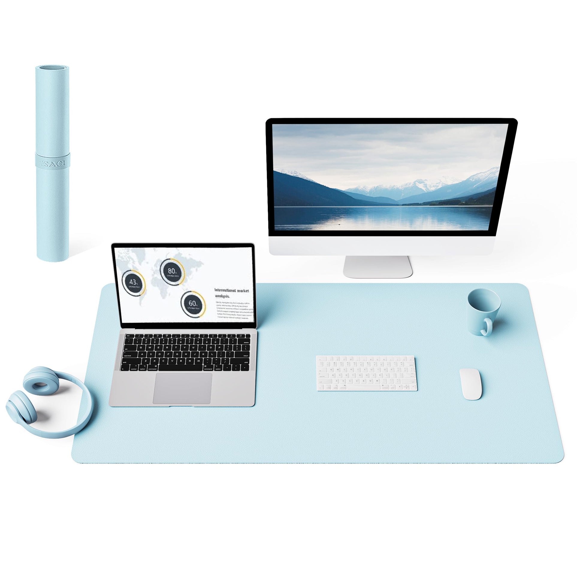 YSAGi Non-Slip Leather Desk Pad L Size, Waterproof Laptop Computer Desk Keyboard Mat, Table