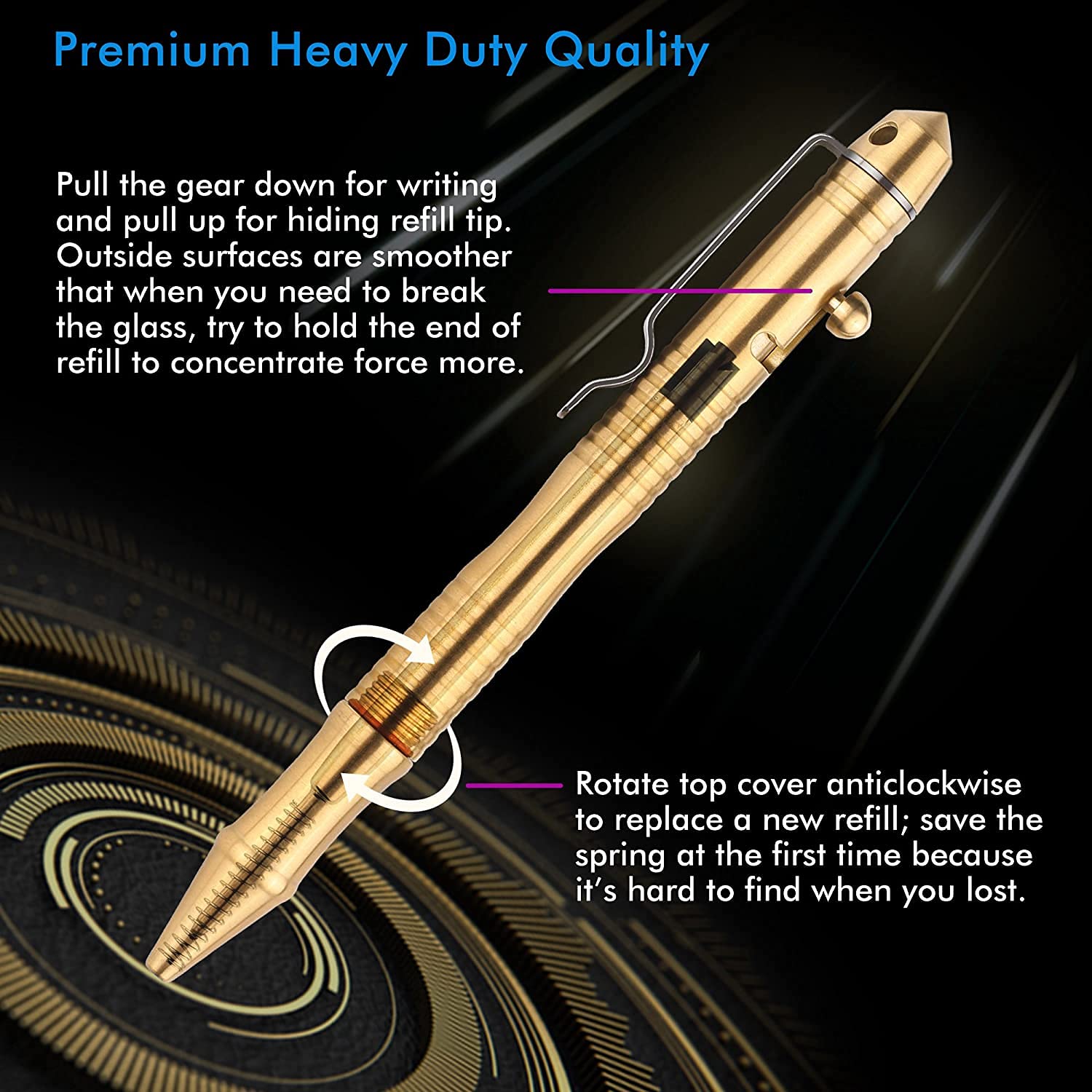 SMOOTHERPRO Solid Brass Bolt Action Pen，Compatible with Parker，Retro Black