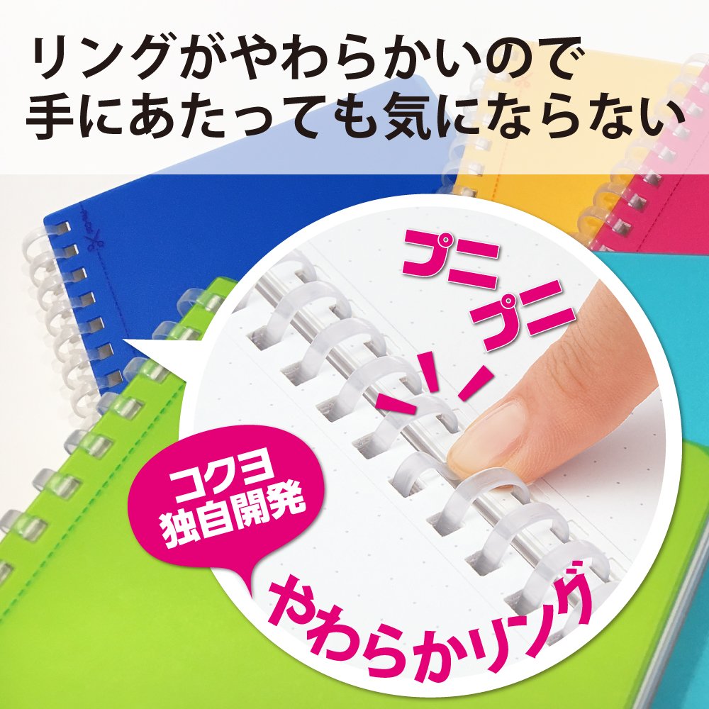 Kokuyo Spiral Graph Notebook, 5.8'' x 4.1'' Business Journal A6 Soft Ring Notebooks with 5mm Grid
