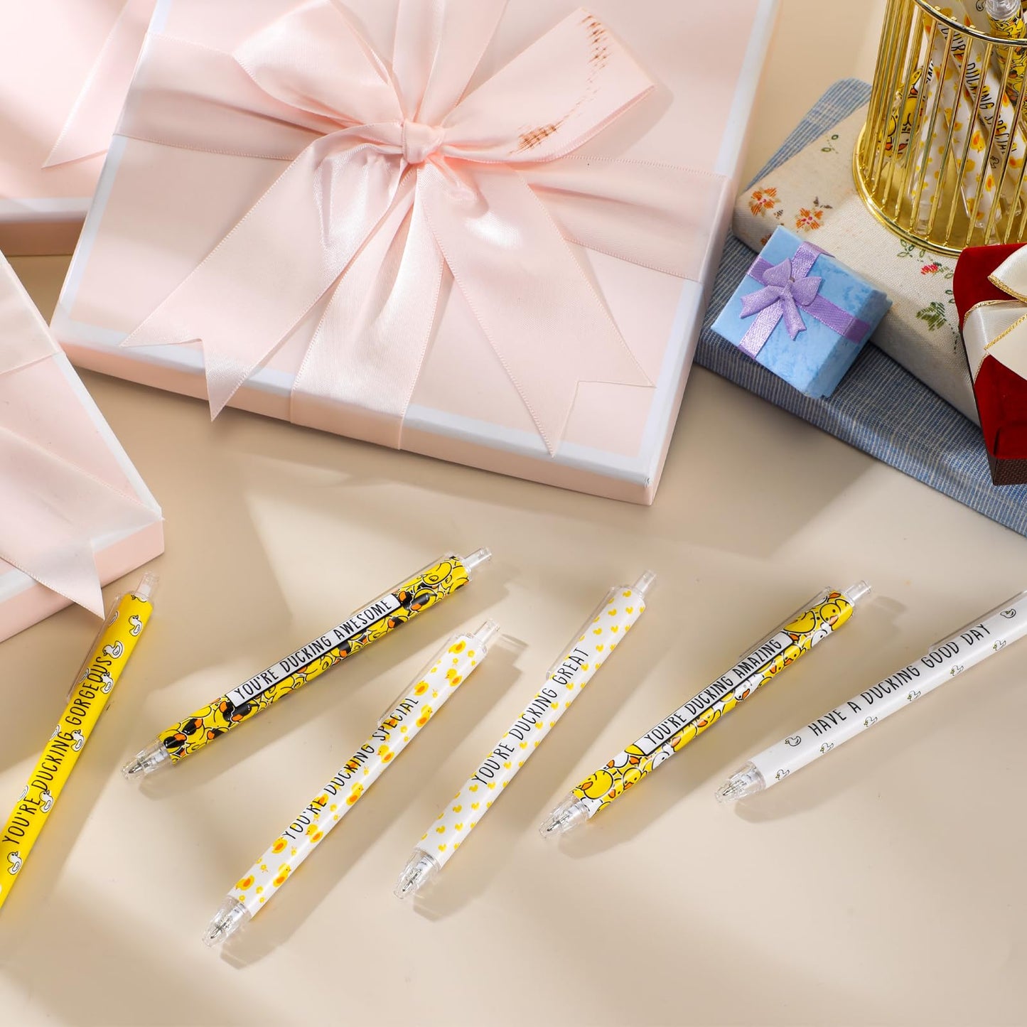 Jetec 60 Pcs Yellow Duck Pens Inspirational Ballpoint Pens Black Ink Bulk