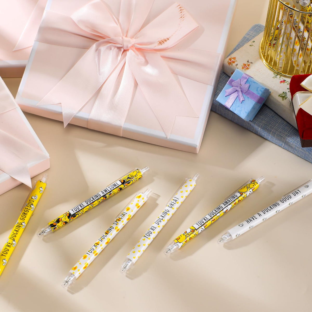 Jetec 60 Pcs Yellow Duck Pens Inspirational Ballpoint Pens Black Ink Bulk