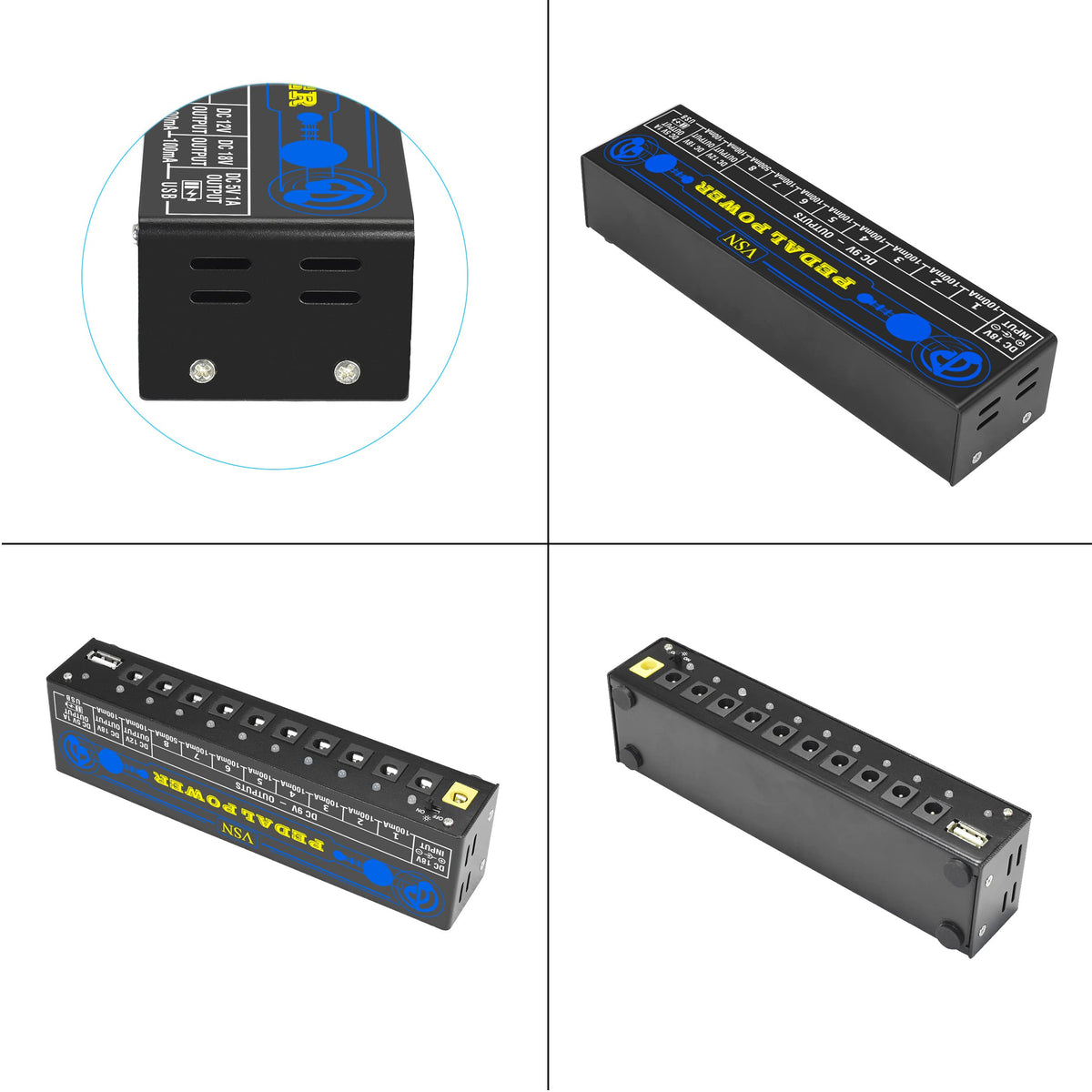 VSN Guitar Pedal Power Supply 10 Isolated DC Output for 9V/12V/18V Guitar Bass Effect Pedals with