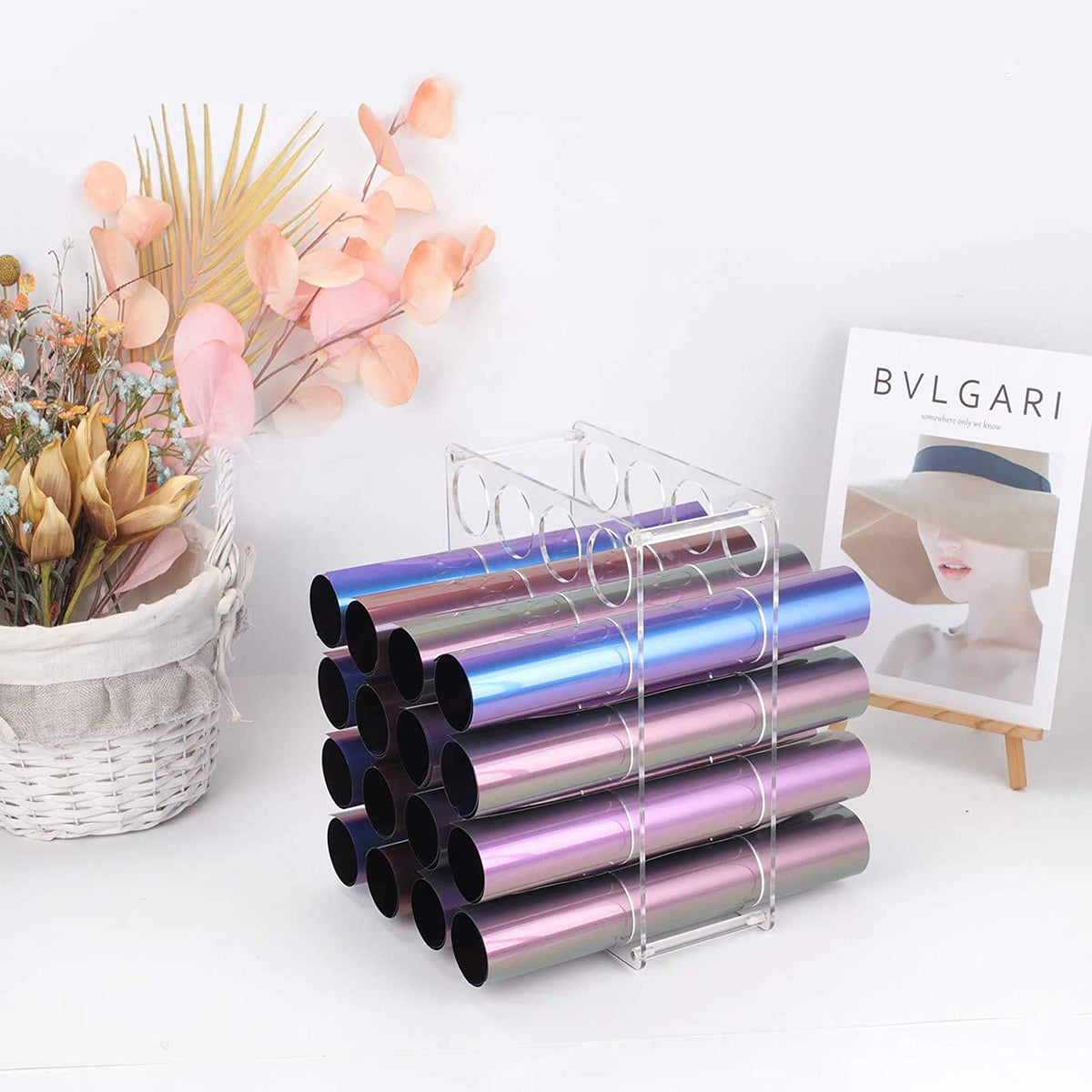 Vinyl Roll Storage 40-Holes Vinyl Storage Rack for Craft Room Vinyl Roll Holder for up to 40 Vinyl