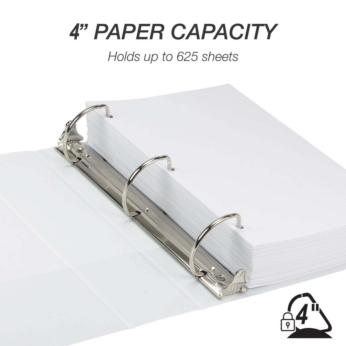 Samsill Durable 4 inch 3 Ring Binder, D Ring Binder, 100% Recycled Chipboard, White
