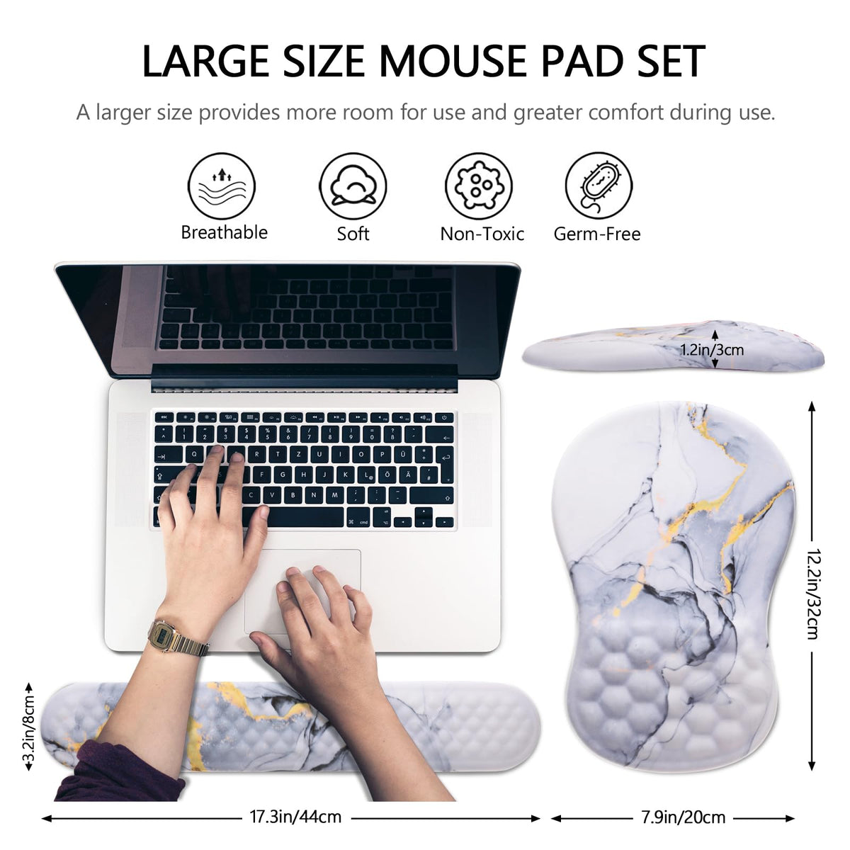 Laokiiy Ergonomic Mouse Pad with Wrist Support and Keyboard Wrist Rest Set
