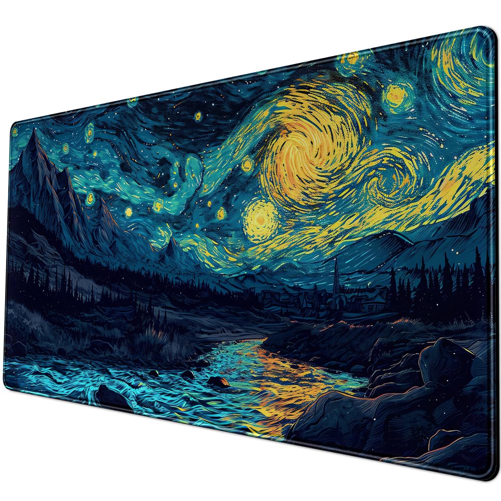 Misty Forest Desk Pad Mat Vincent Van Gogh XL Mouse Pad Gaming Playmat Large Mousepad XXL Desk