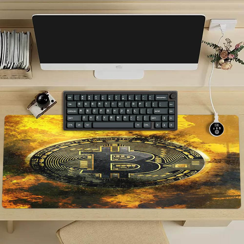 Reateforin Gold Bitcoin Coin Inspirational Quote Mouse Pad, Motivational Mouse Pad for Desk