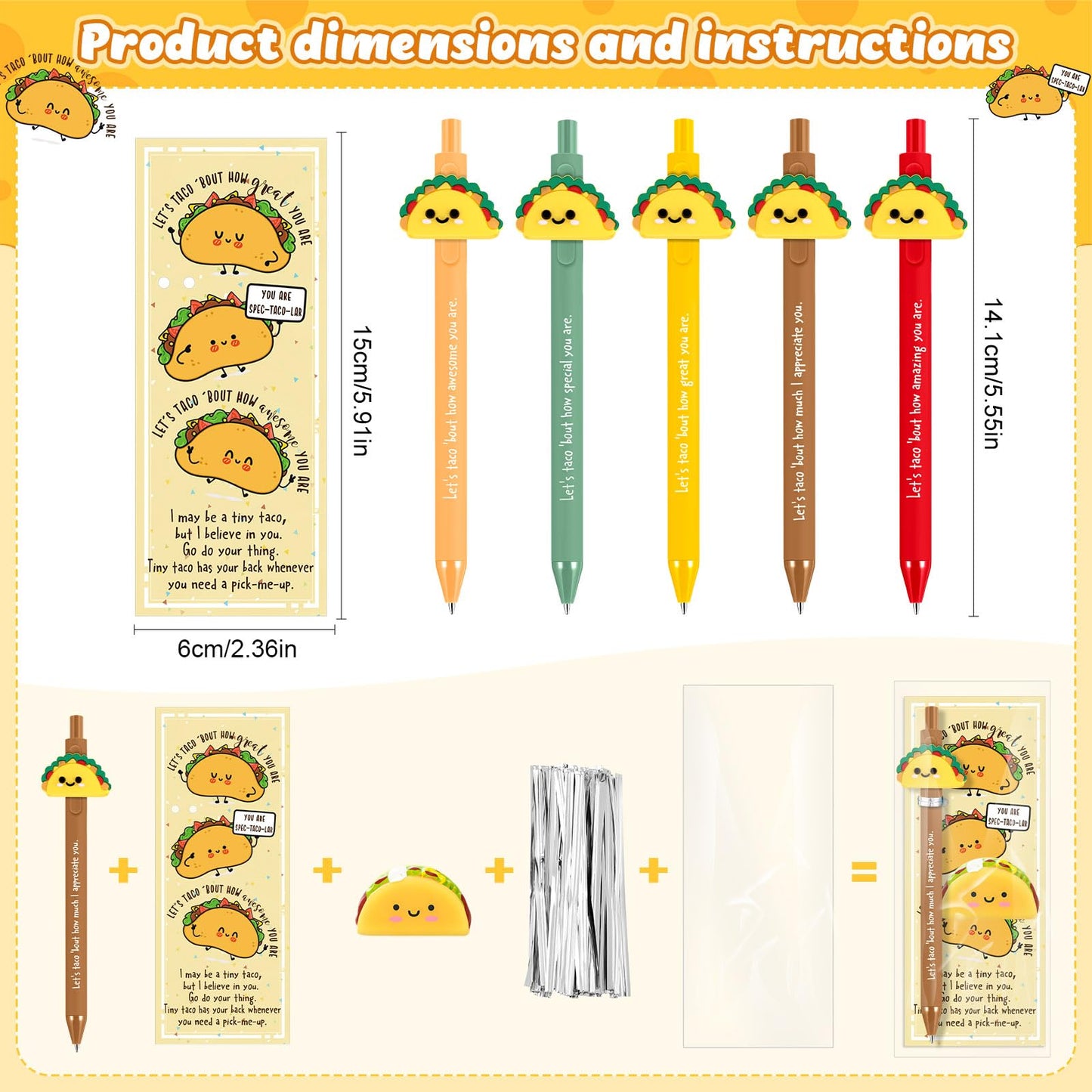 TecUnite Taco 20 Sets Classroom Motivation Gifts Bulk