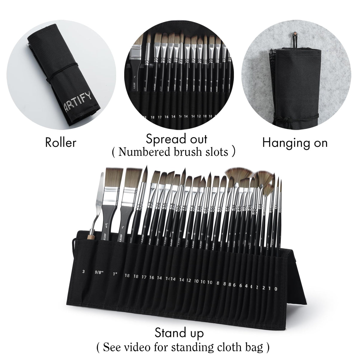 ARTIFY 25 Pieces Professional Paint Brush Set – Expert Series Synthetic Nylon Brushes for Acrylic