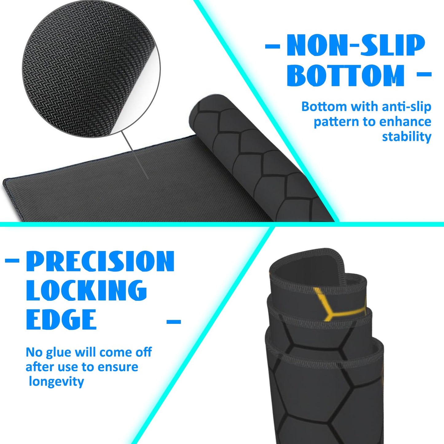 Desk Mat, Black Gold Honeycomb Technology Extended Gaming Mouse Pad Large, 35.4"x15.7" Big Mouse