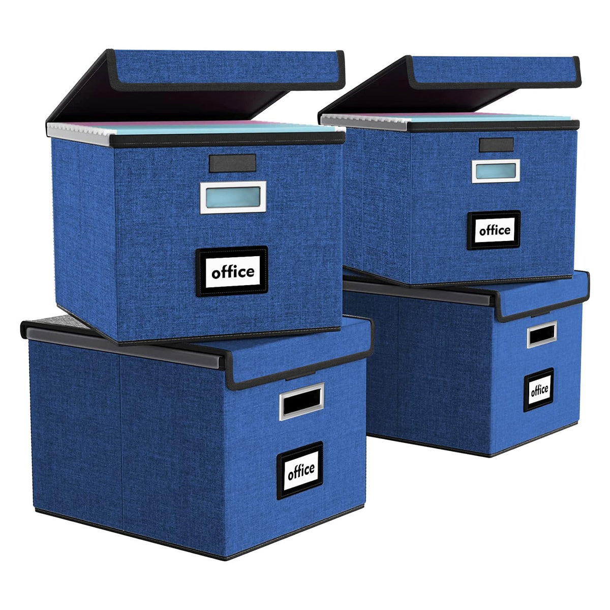 Huolewa File Organizer Box with Lids, Collapsible File Folder Organizer
