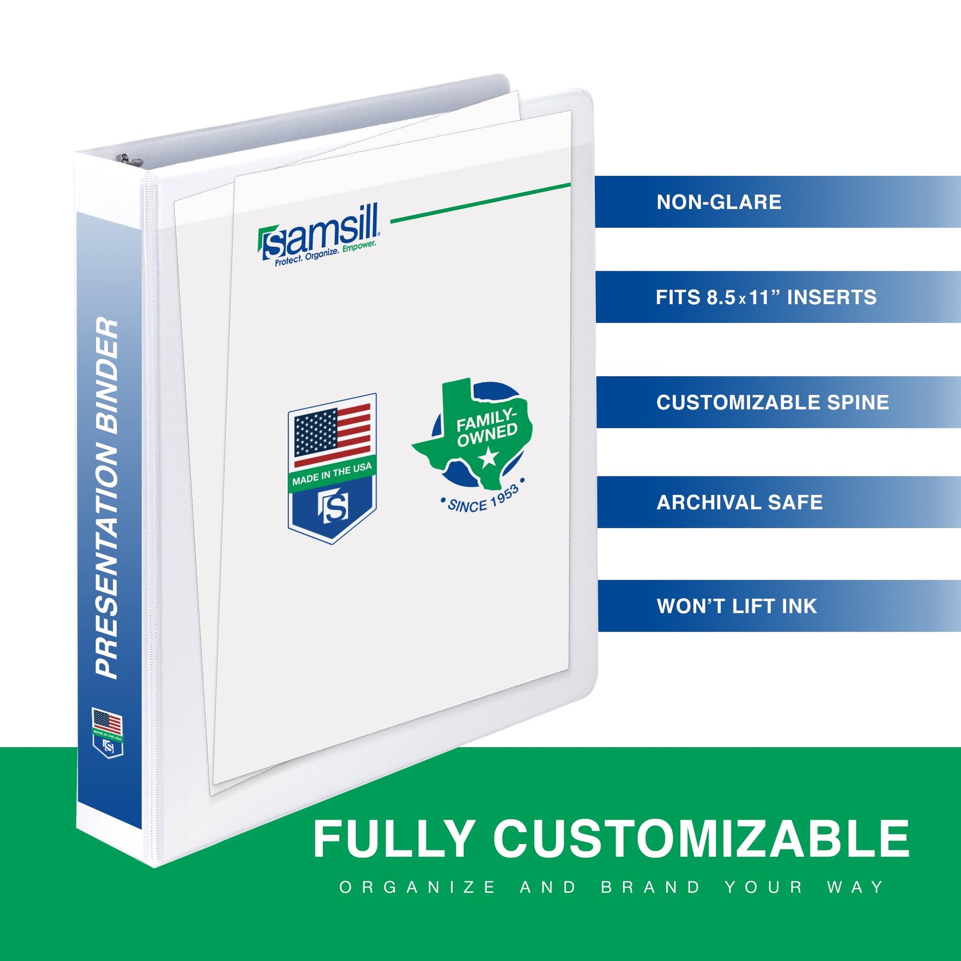 Samsill 2 Inch 3 Ring Binders, Economy Round Ring, Clear View Cover, 425 Sheet Capacity - for