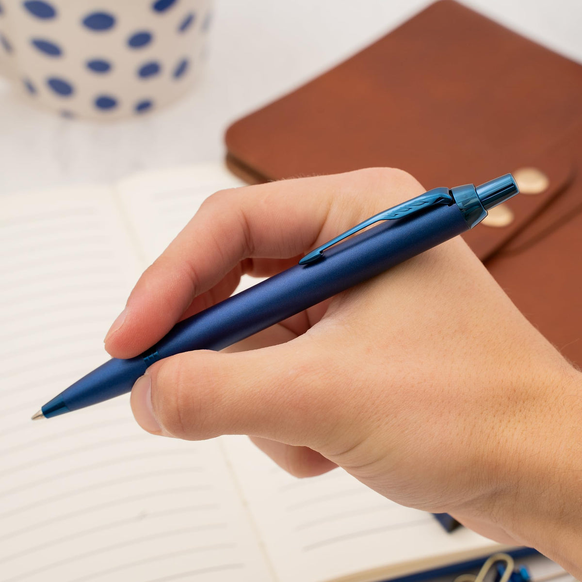Parker IM Personalized Ballpoint Pen in Monochrome Blue with All-Metal Trim