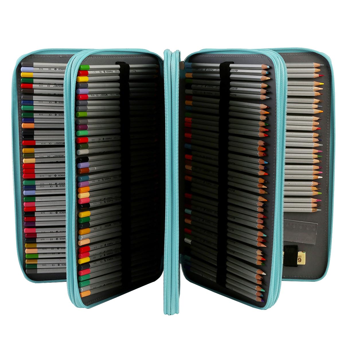 Lbxgap 300 Slots Pencil Case 4-Layer Zipped Holder w/Handle