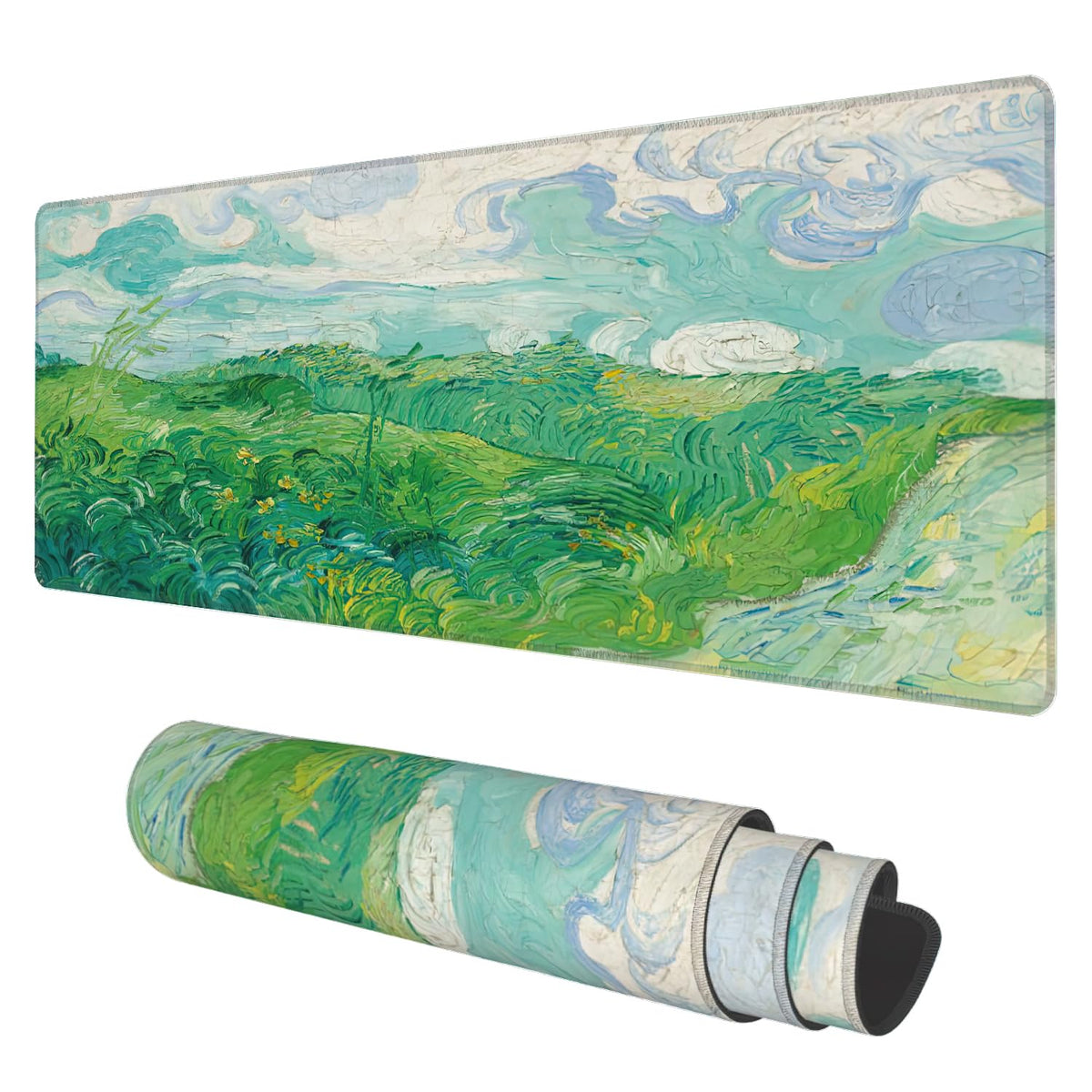 Desk Mat, Field Landscape Oil Painting Extended Gaming Mouse Pad Large, 31.5"x11.8" Big Mouse Pad