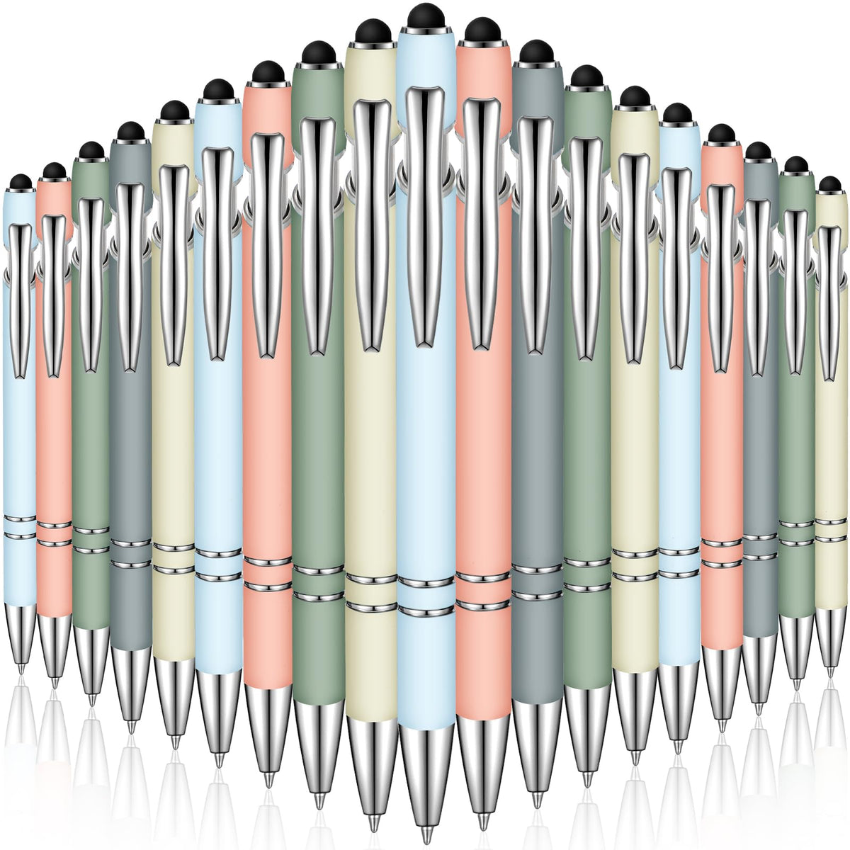 Zonon 38 Pcs Stylus Ballpoint Pens, Metal Rubberized Grip, Morandi Colors