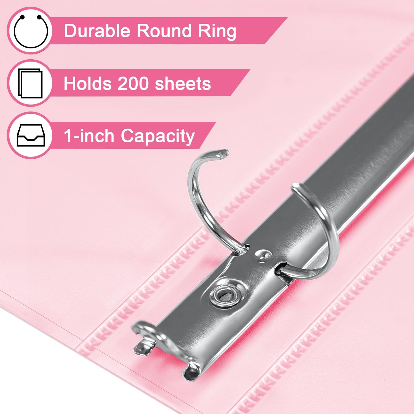 SUIN 1-inch 3 Ring Binder with 2 Interior Pockets, 1''Durable Binders Holds US Letter Size 8.5'' x