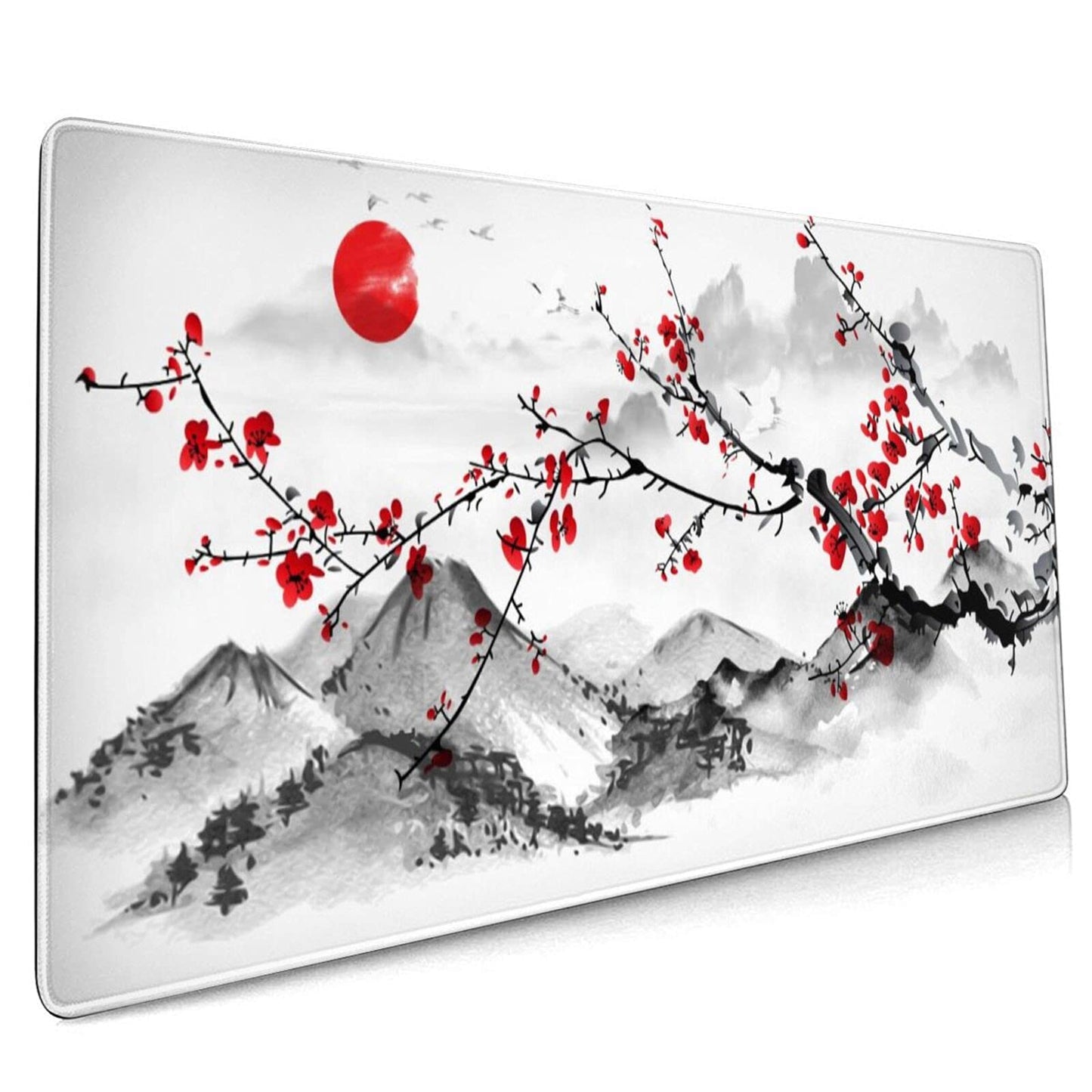 Extended Large Gaming Mouse Pad 35.4 X 15.7 Inch XXL Full Desk Japanese Art Style Cherry Blossom &