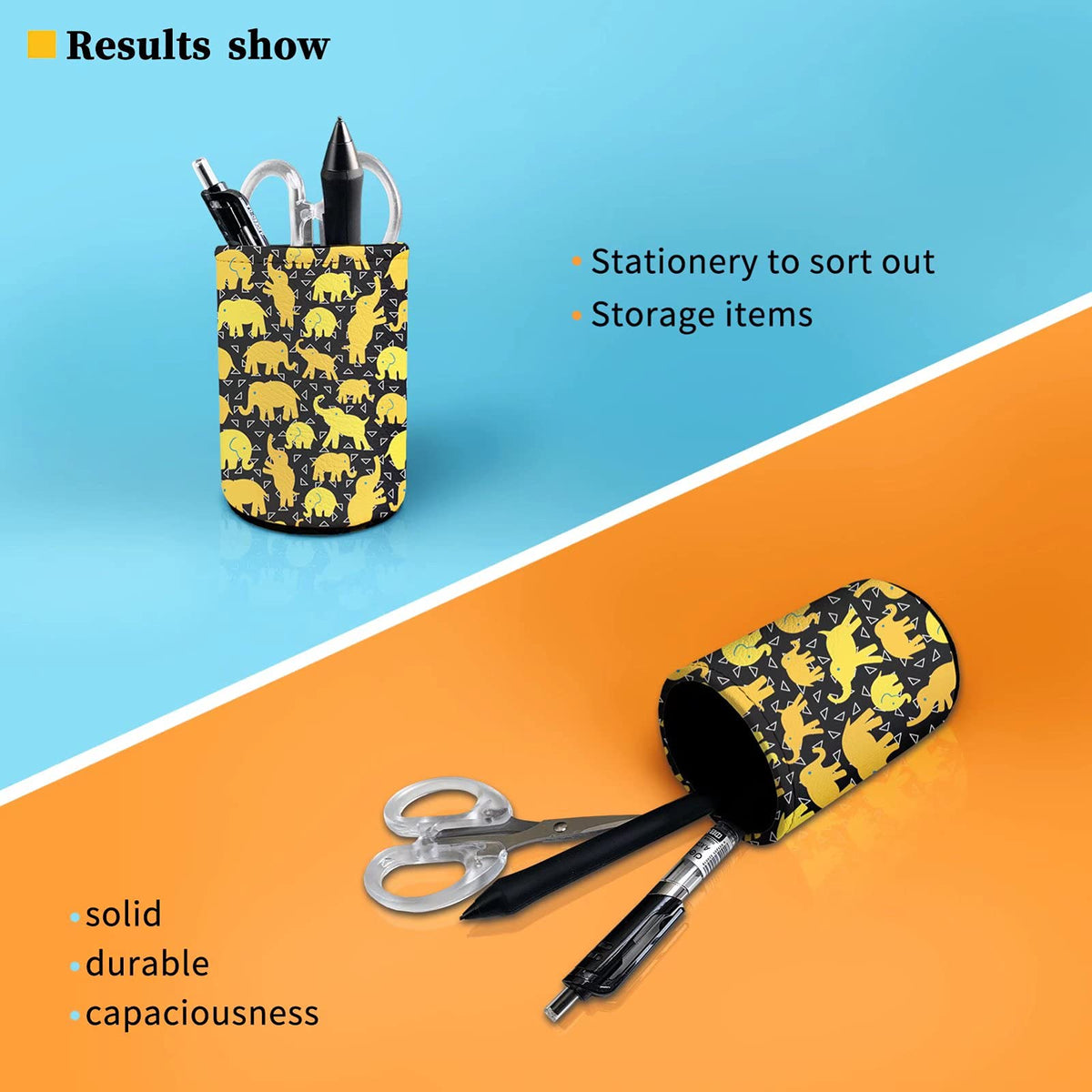 BIGCARJOB Custom Design Pen Holders for Desk,Office Pen Organizer Control Storage Box,PU Leather