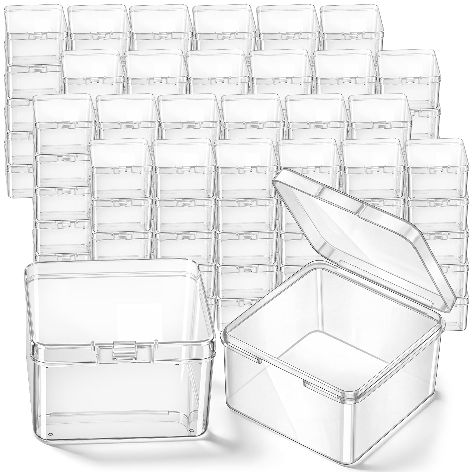 Jetec 120 Pieces Small Clear Plastic Storage Box, 2.5 x 2.5 x 1.6 Inch