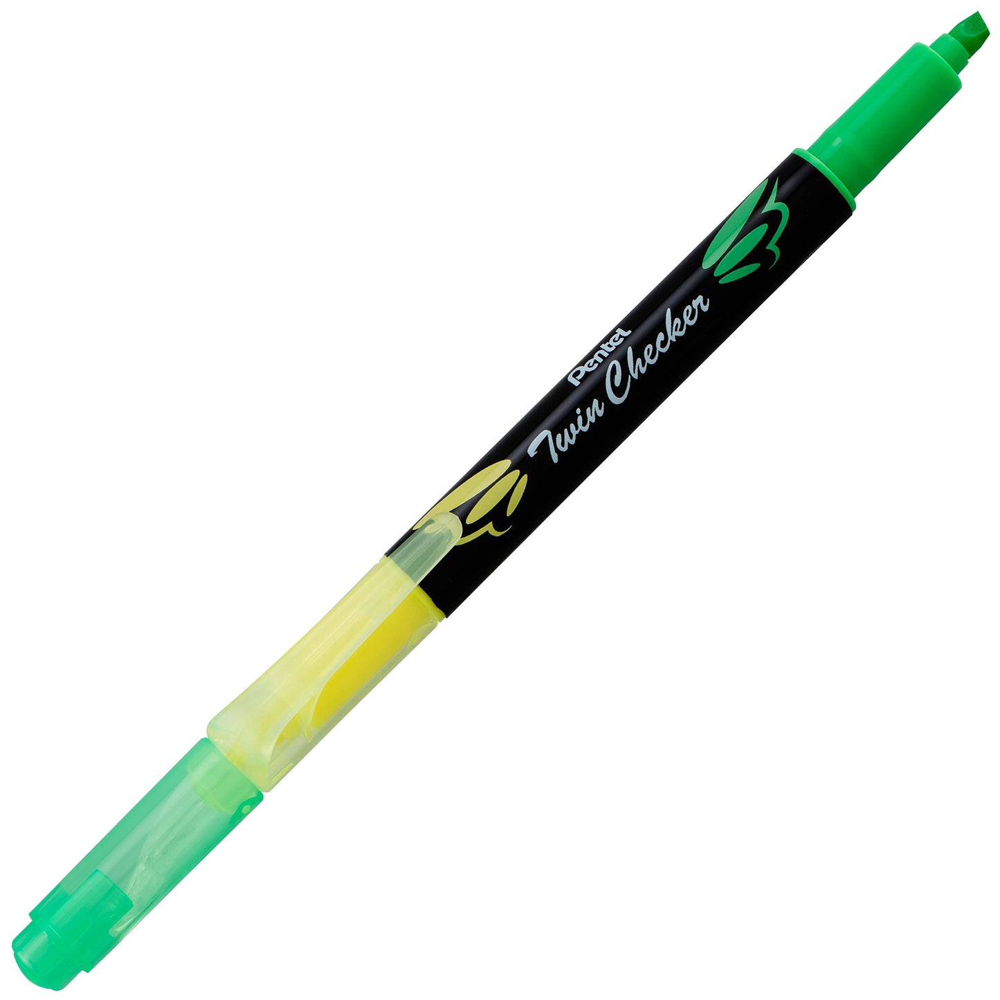 Pentel Twin checker Dual-Tip Highlighter, Chisel Tip, Yellow/Green Ink, Pack of 12 (SLW8-GK)